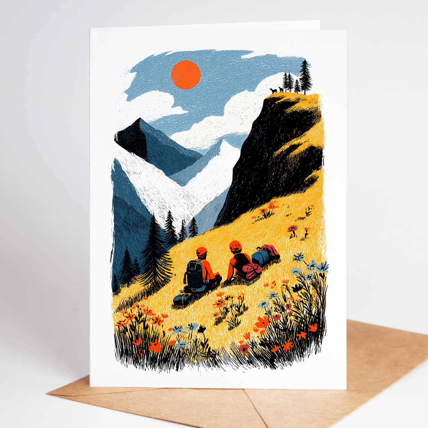 Mountain Climber Greeting Cards Set of 10 | Hiking Adventure Cards 10 | Blank Inside Outdoorsy Stationery for Nature Lovers