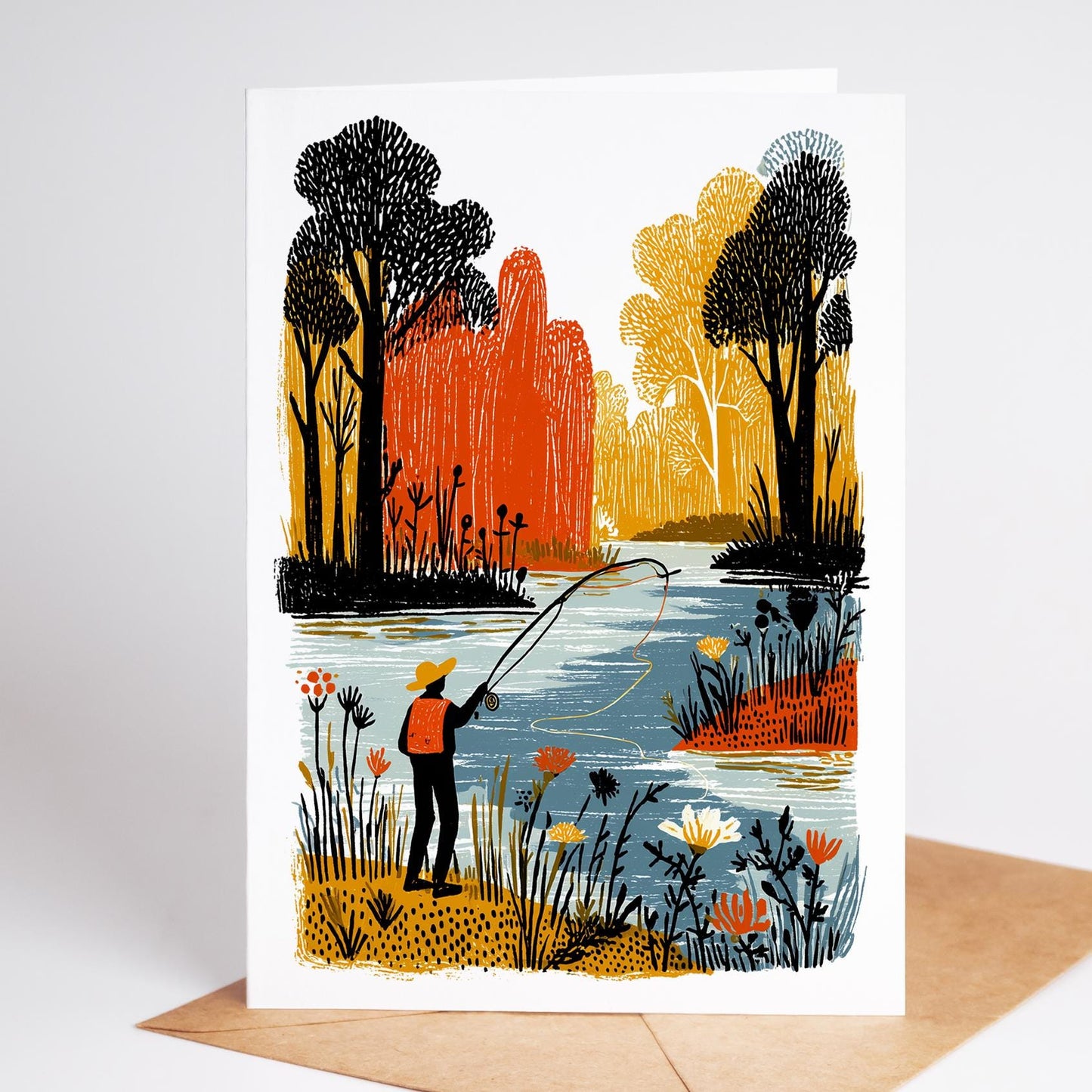 Fly Fishing Greeting Card Set of 10 | Blank Inside | Unique River & Trout Note Cards | Outdoorsman Gift | Nature-Themed Stationery