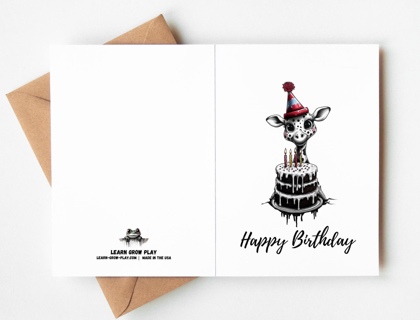 Charming Giraffe Birthday Card for Kids and Adults – Blank Inside on Premium Cardstock