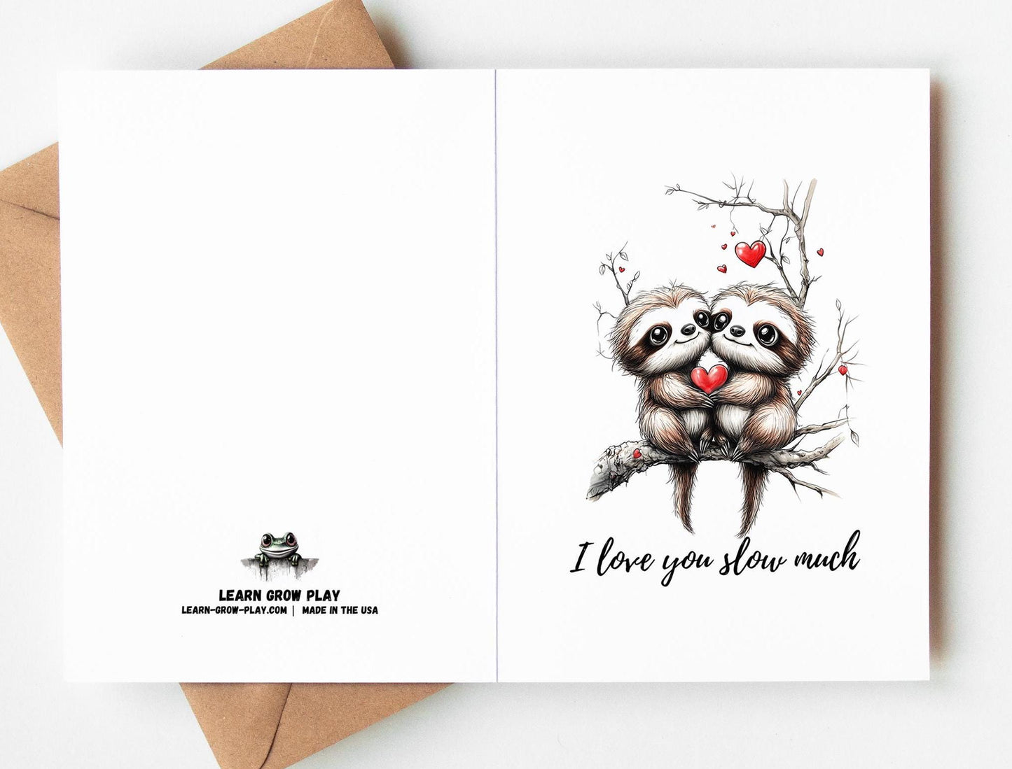 Funny Sloth Valentine’s or Anniversary Card | I Love You Slow Much | Cute Sloth-Themed Card | Animal Love Card for Kids & Adults