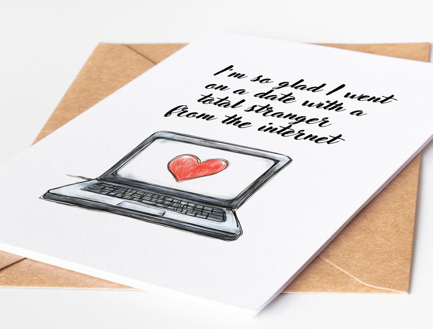 Funny Love folk-art greeting card, blank inside