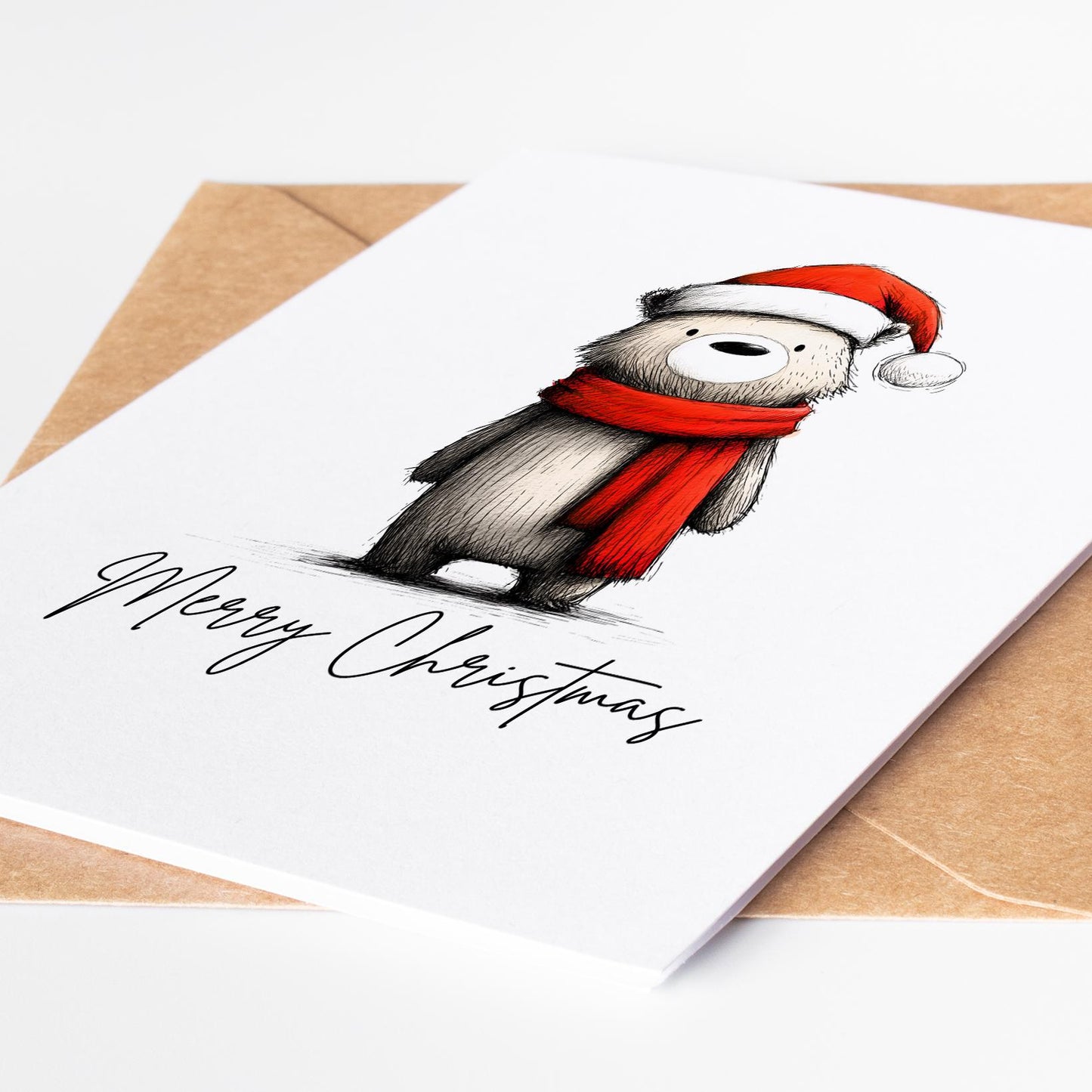 Bear folk-art greeting card, blank inside