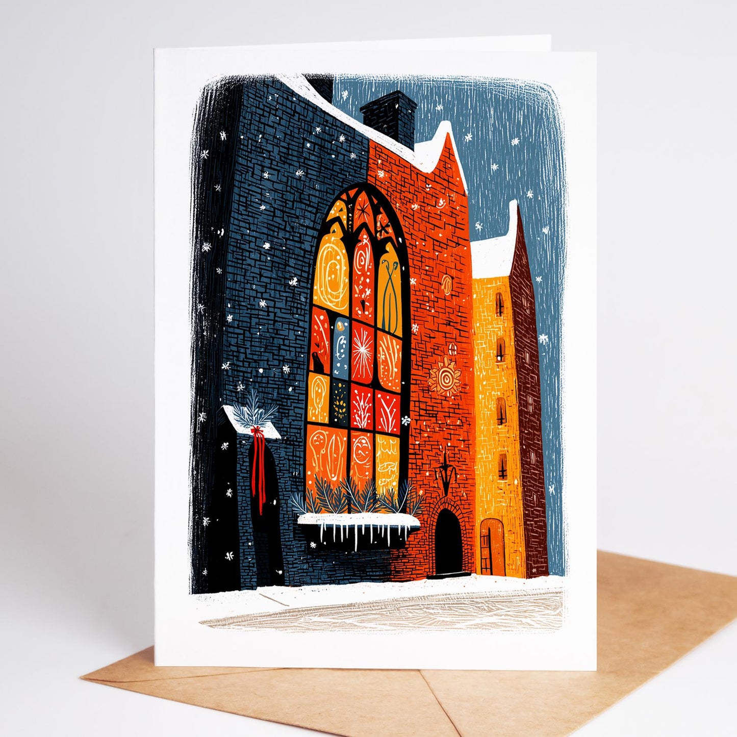 Nativity folk-art greeting card, blank inside