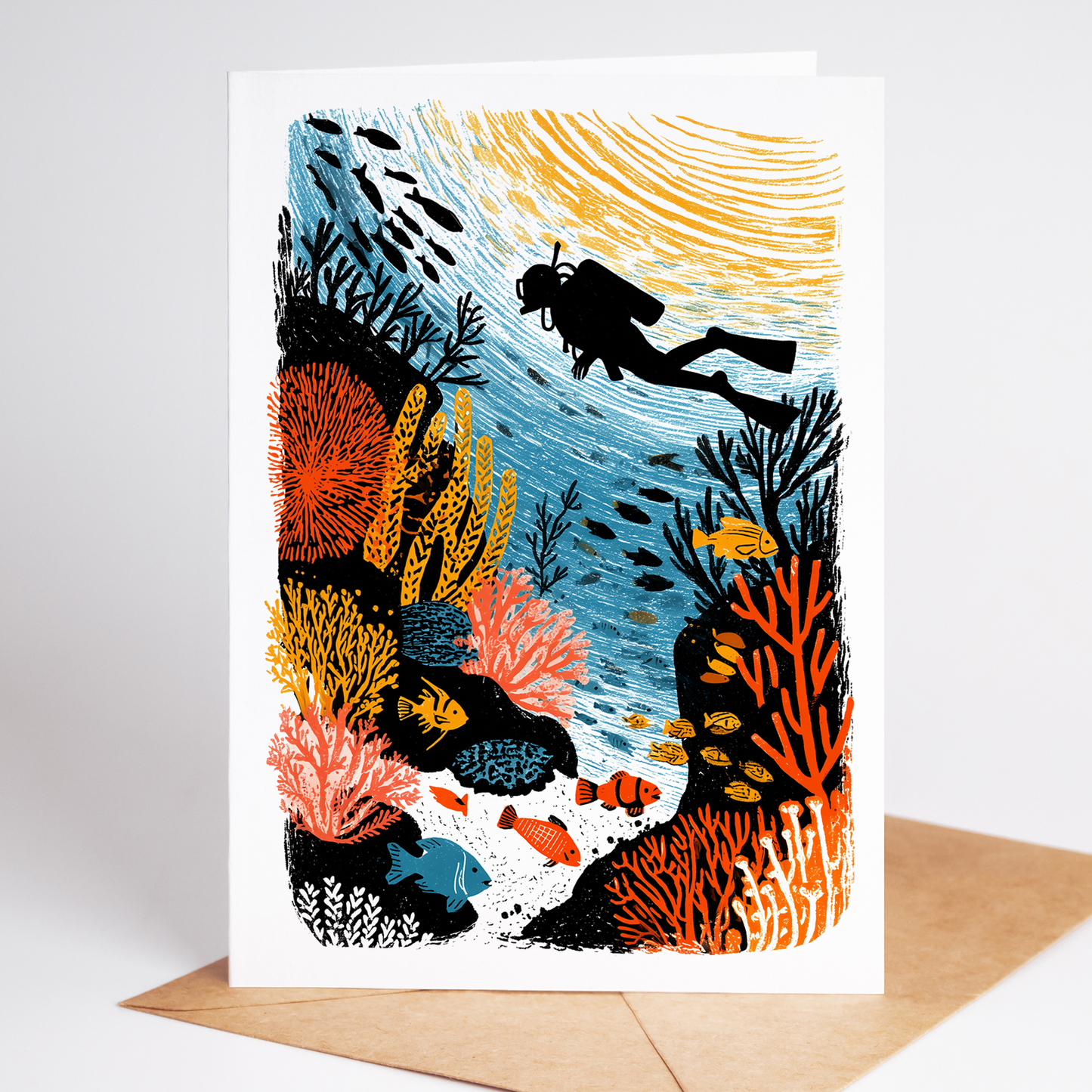 SCUBA Diving Greeting Card Set: Underwater Marine Life - 10 Pack