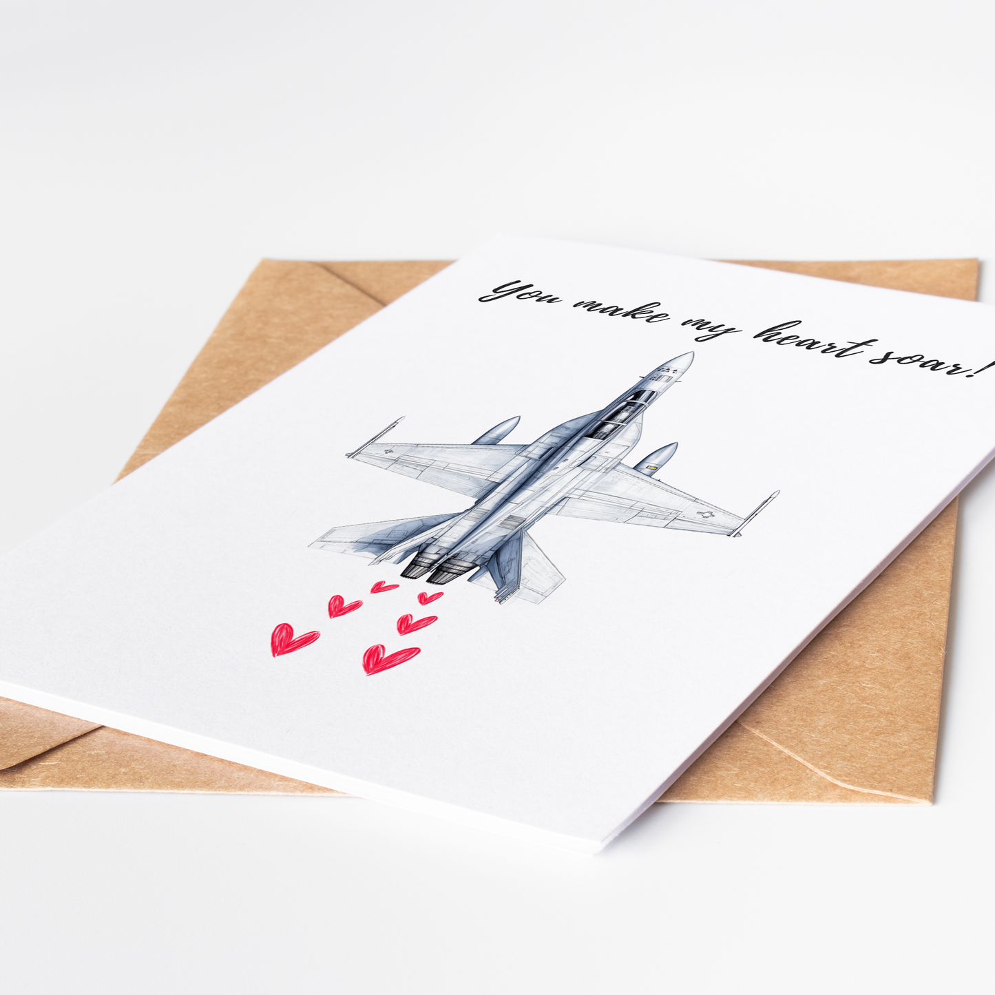 Top Gun-style Valentine card with fighter jet - aviation lover gift for boyfriends and pilot training students