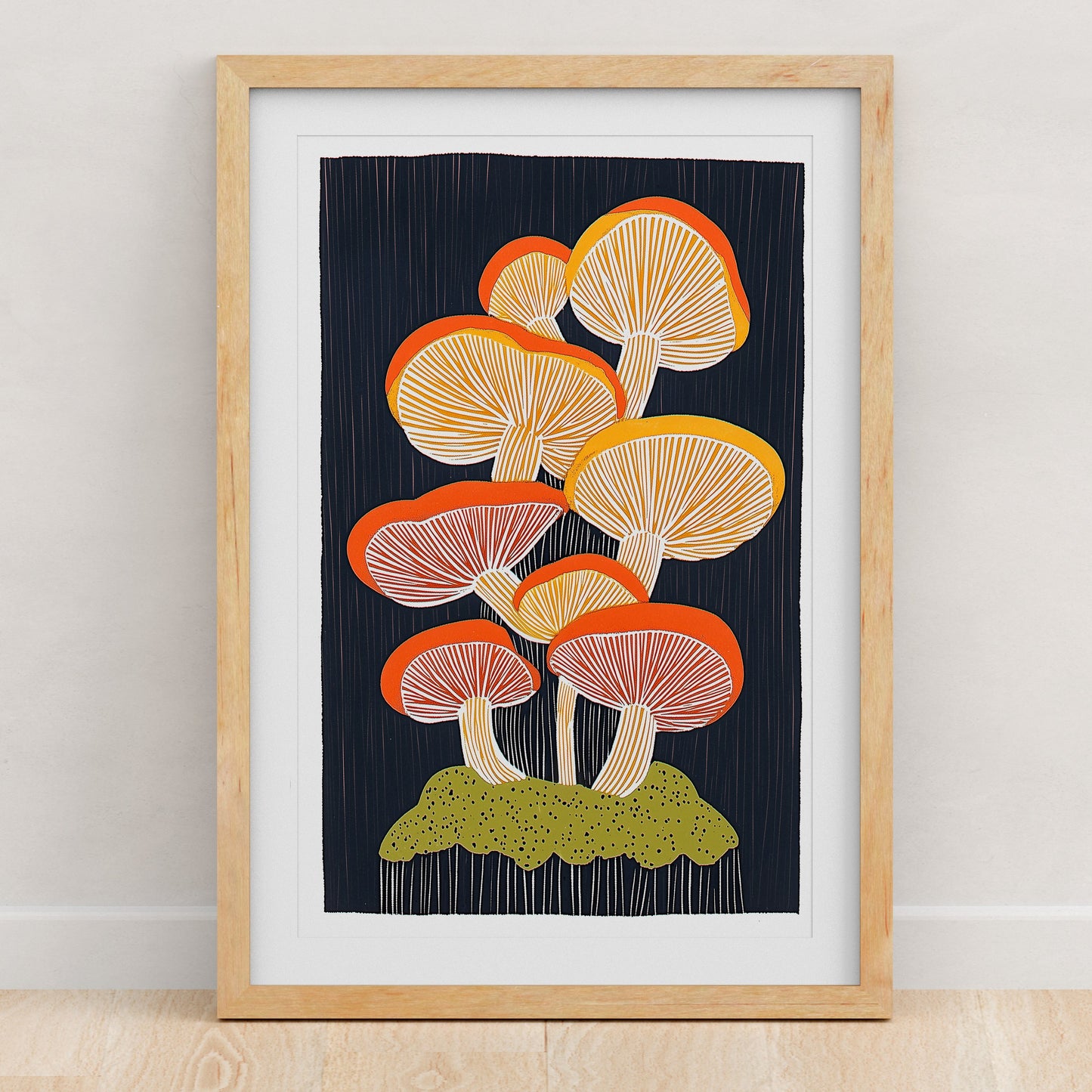 Mushroom Art Print | Folk-Art Wall Decor