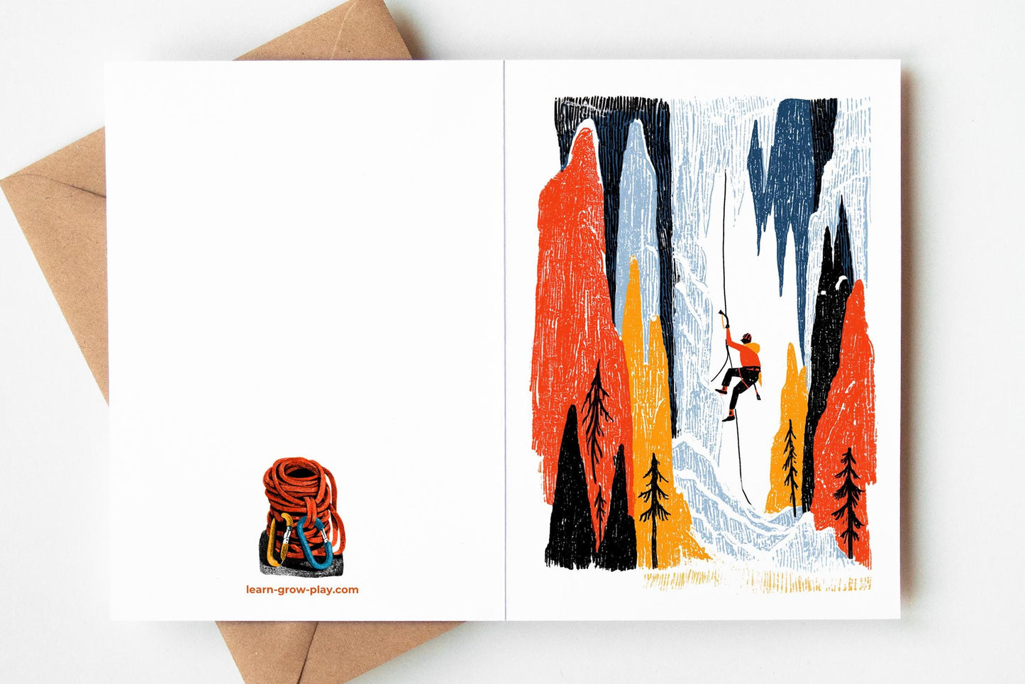 Mountain Climber Greeting Cards Set of 8 | Hiking Adventure Cards | Blank Inside Outdoorsy Stationery for Nature Lovers