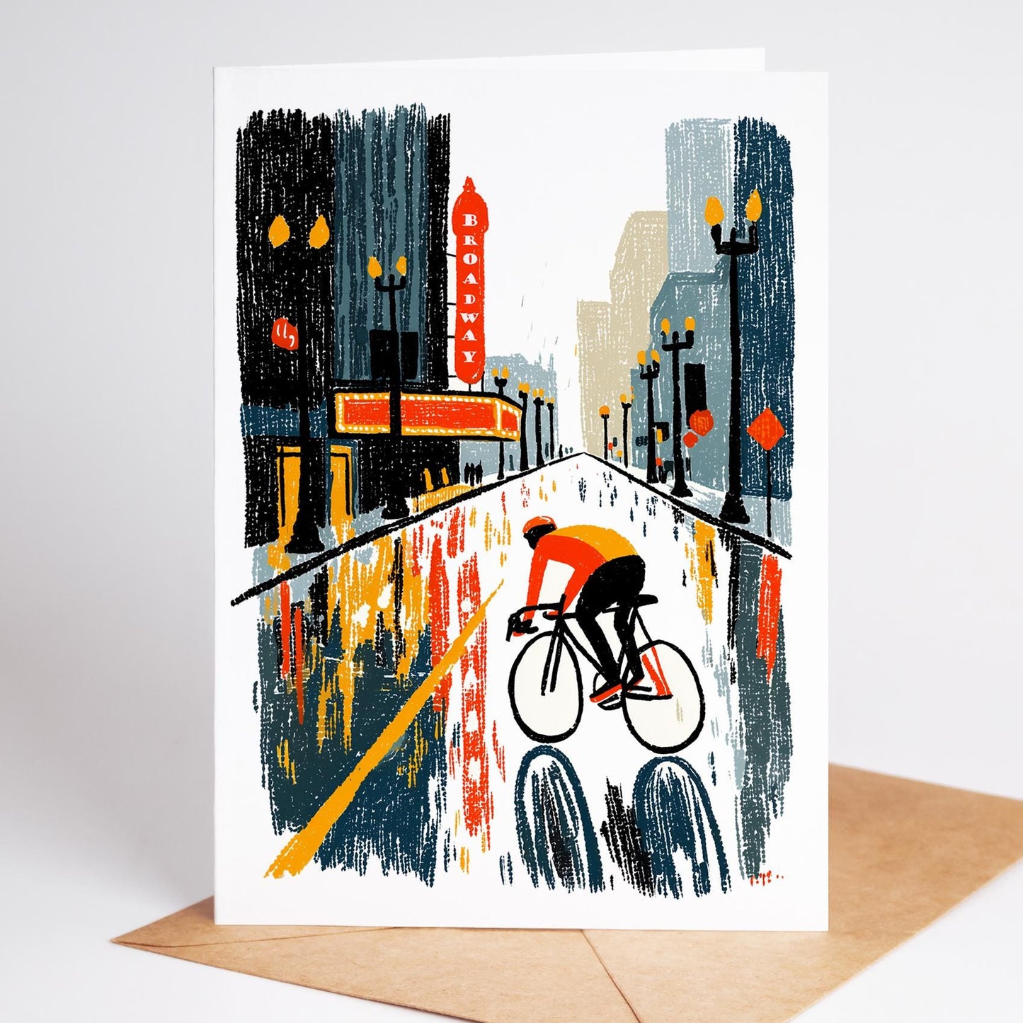 Bicycle Racing Greeting Cards Set of 10 – 4.25x5.5 Cyclist Note Cards – Road Bike Art Cards – Blank Inside – Cycling Stationery Set