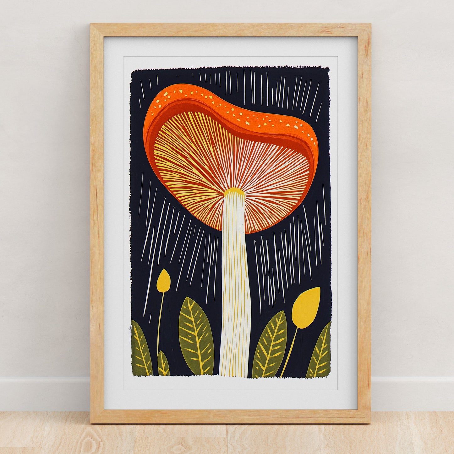 Mushroom Art Print | Folk-Art Wall Decor