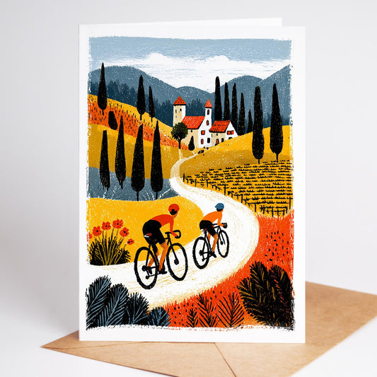 Bicycle Racing Greeting Cards Set of 10 – 4.25x5.5 Cyclist Note Cards – Road Bike Art Cards – Blank Inside – Cycling Stationery Set