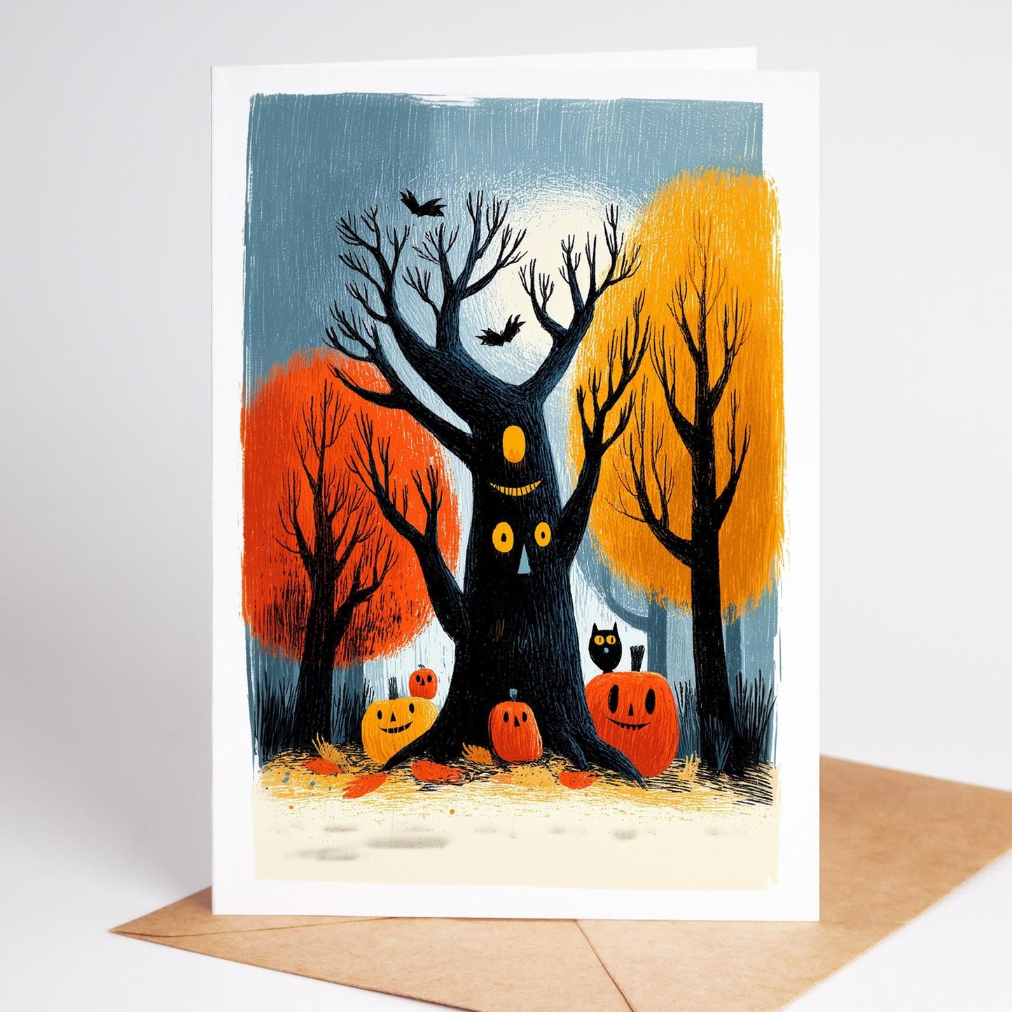 Halloween Greeting Cards Set of 10 | Spooky Cute Halloween Note Cards with Envelopes | Blank Inside | 4.25 x 5.5 Fall Stationery