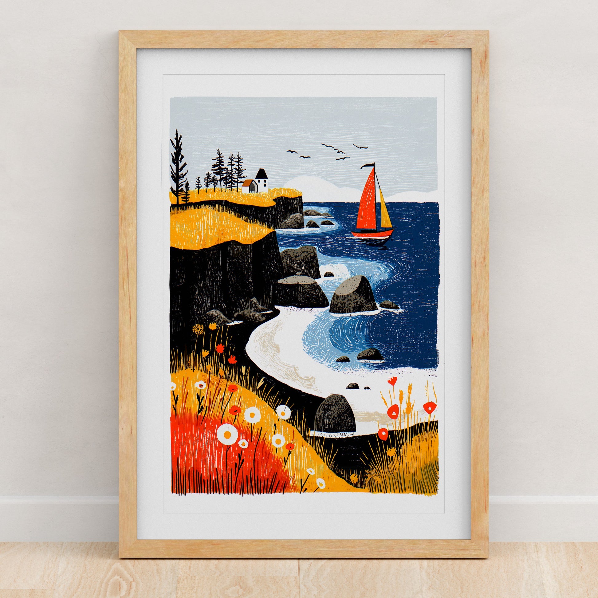 Sailing Art Print | Folk-Art Wall Decor