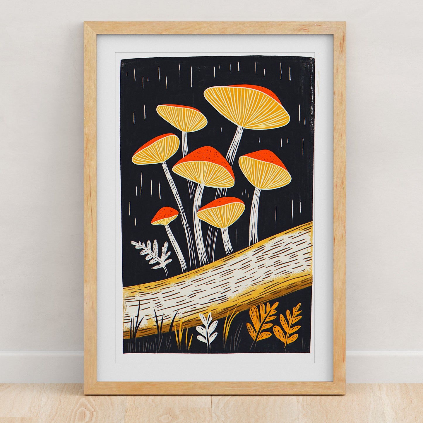Mushroom Art Print | Folk-Art Wall Decor