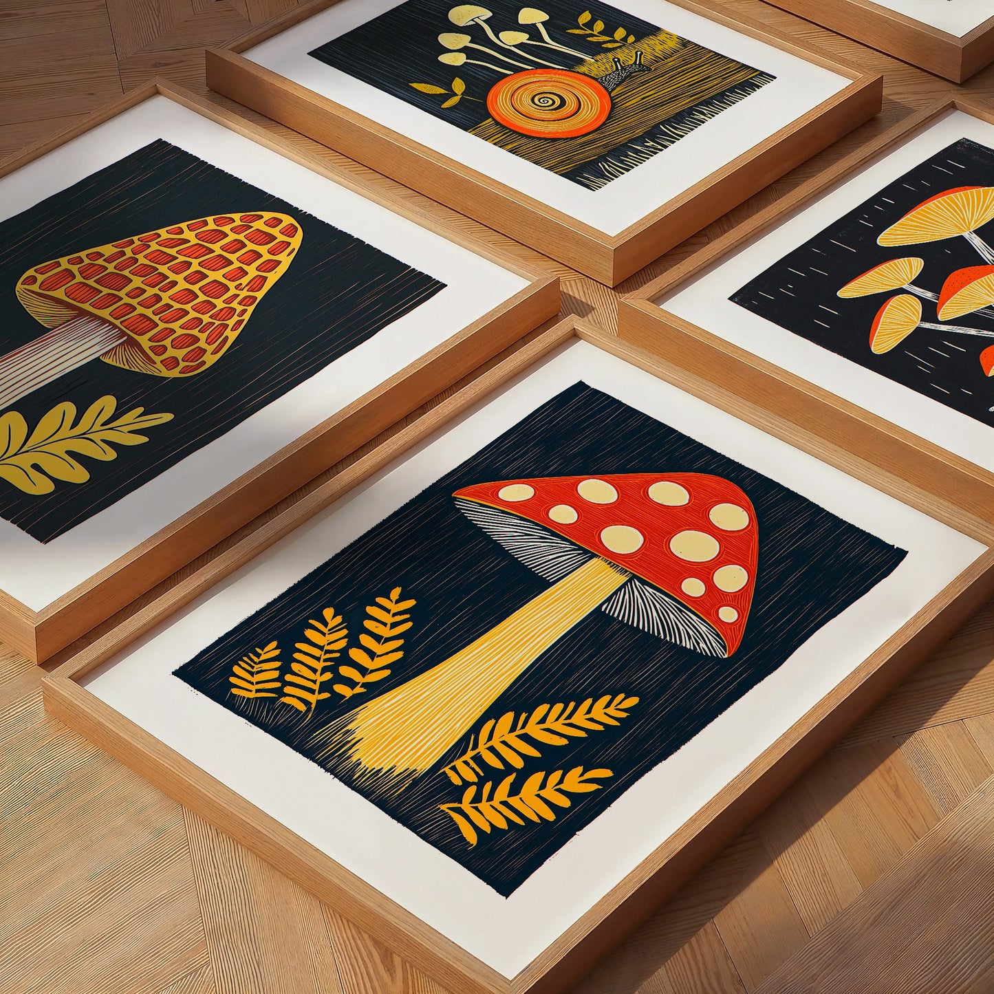 Mushroom Art Print | Folk-Art Wall Decor