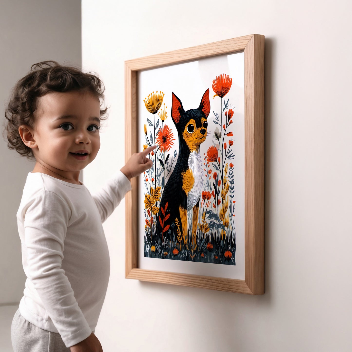 Chihuahua Floral Art Print | Folk-Art Wall Decor