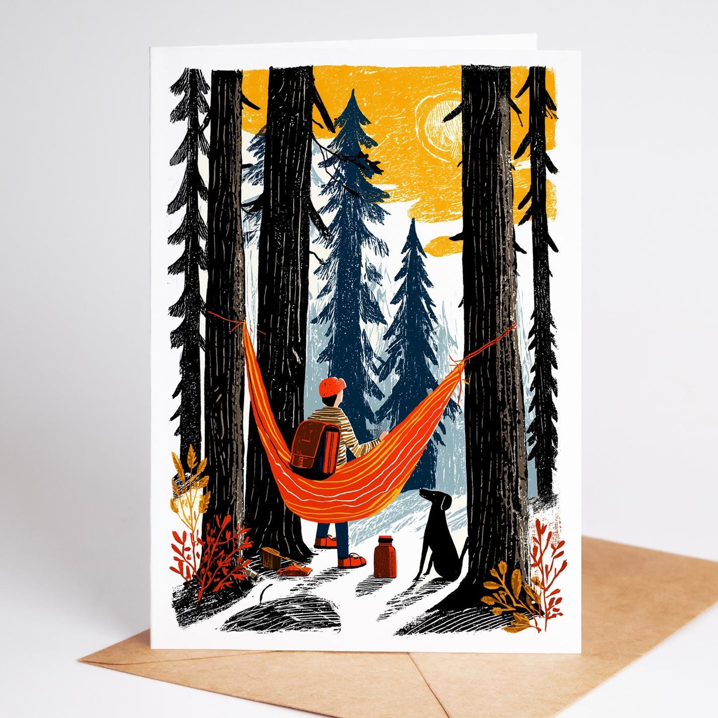 Camping Greeting Card Set – 10 Unique Blank Nature Cards 4.25x5.5 – Outdoor Adventure Tent Bonfire Forest Cards – Hiking Gift Note Cards