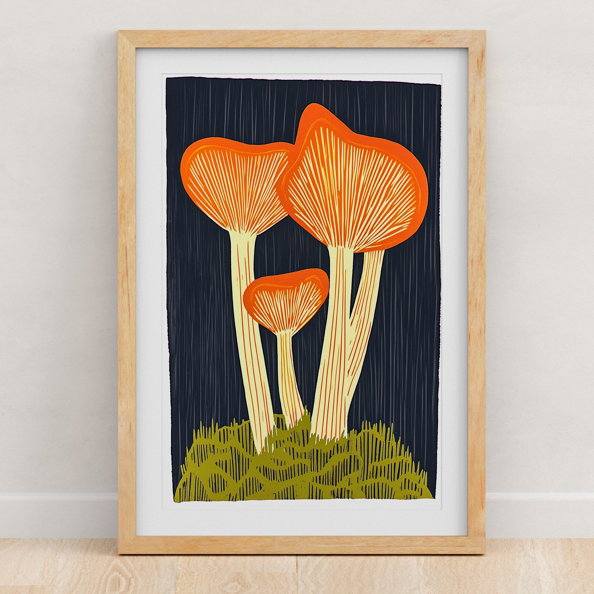 Mushroom Art Print | Folk-Art Wall Decor