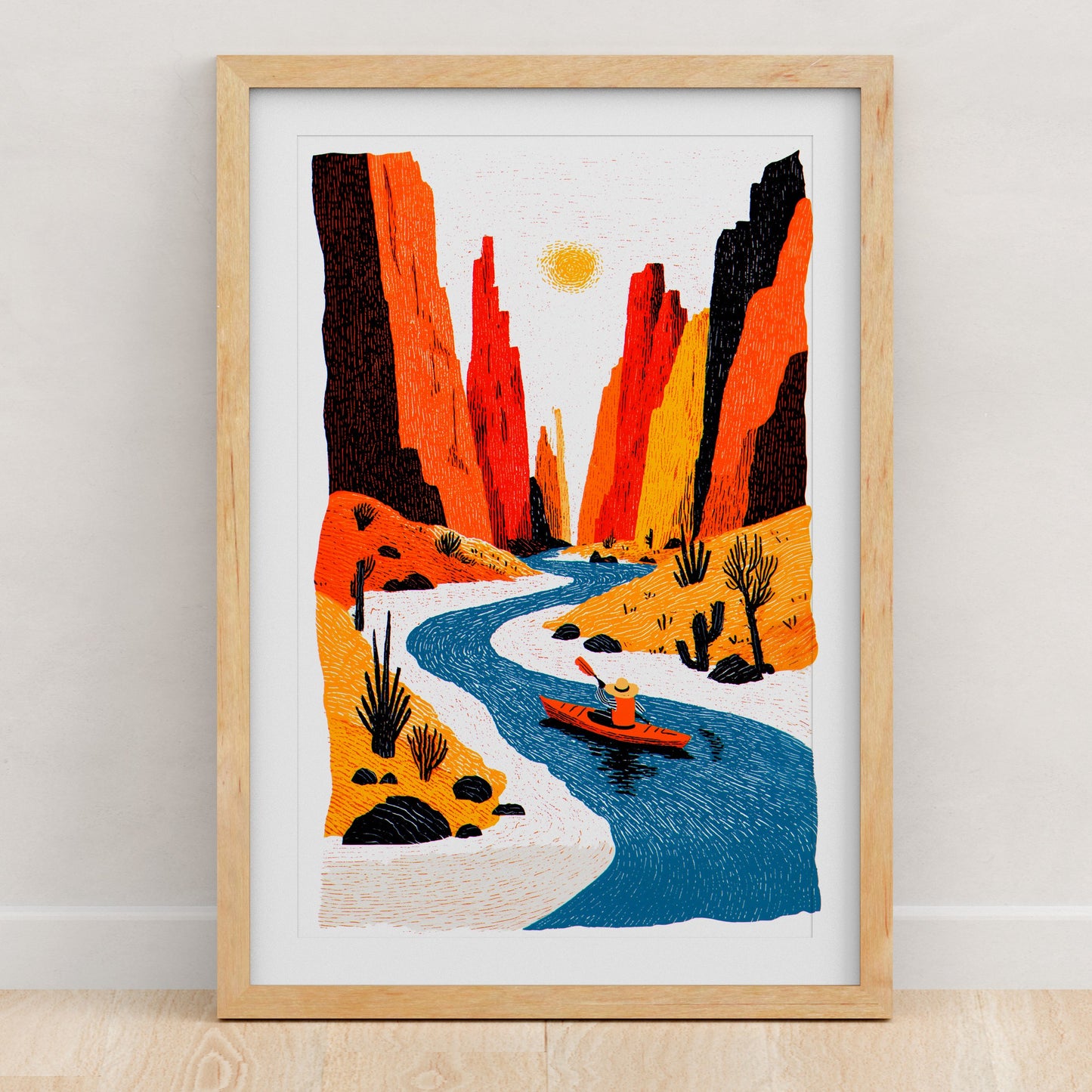 Kayak Art Print | Folk-Art Wall Decor
