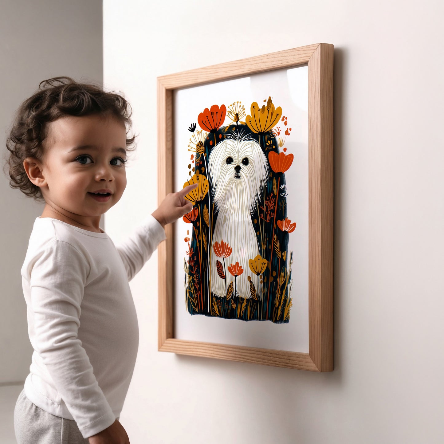 Maltese Floral Art Print | Folk-Art Wall Decor