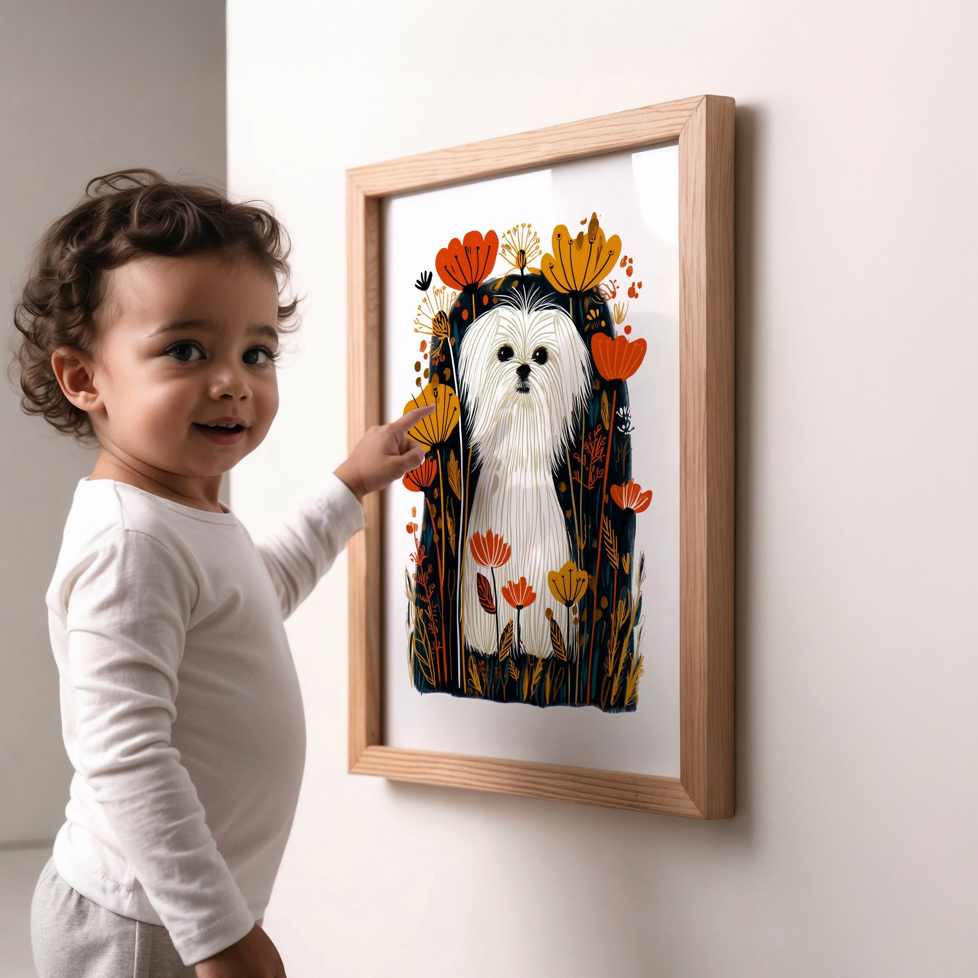 Maltese Floral Art Print | Folk-Art Wall Decor