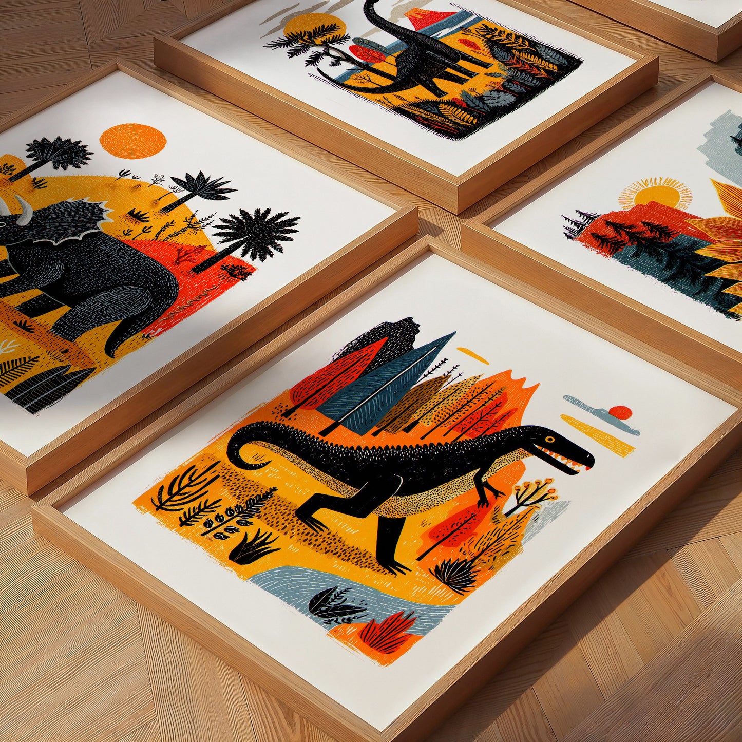 Dinosaur Art Print | Folk-Art Wall Decor