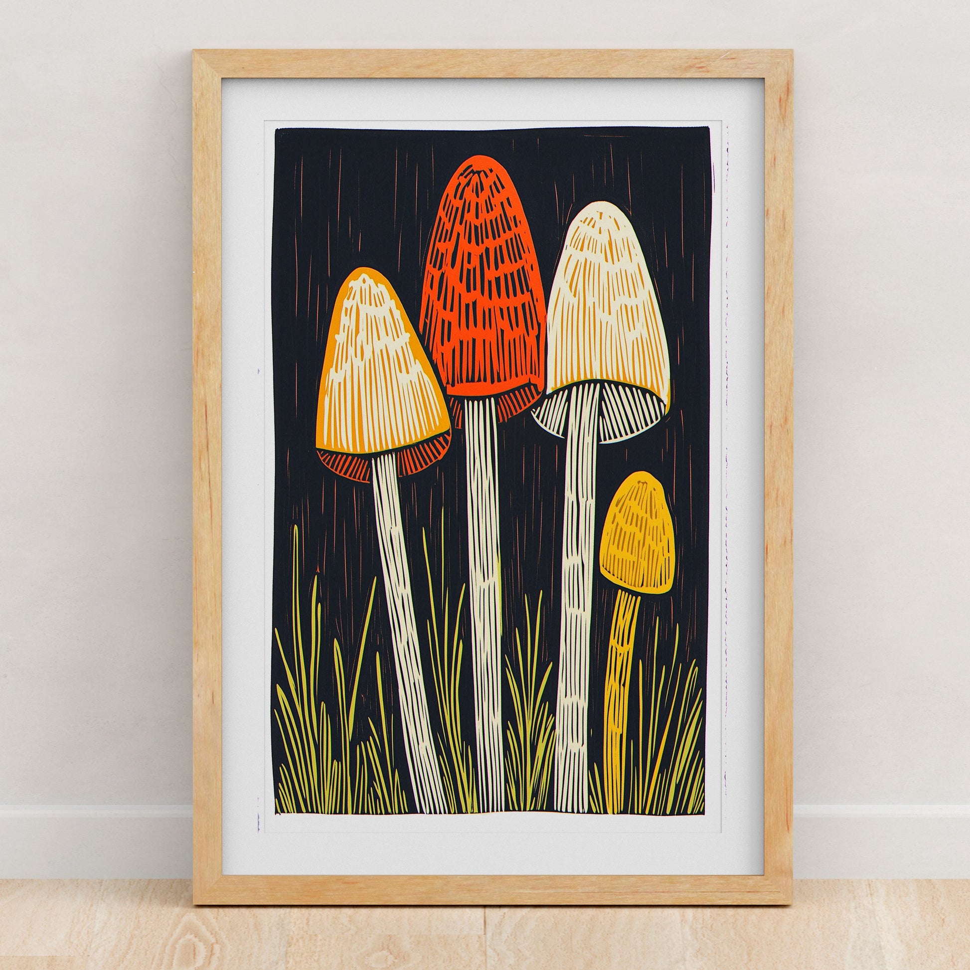 Mushroom Art Print | Folk-Art Wall Decor