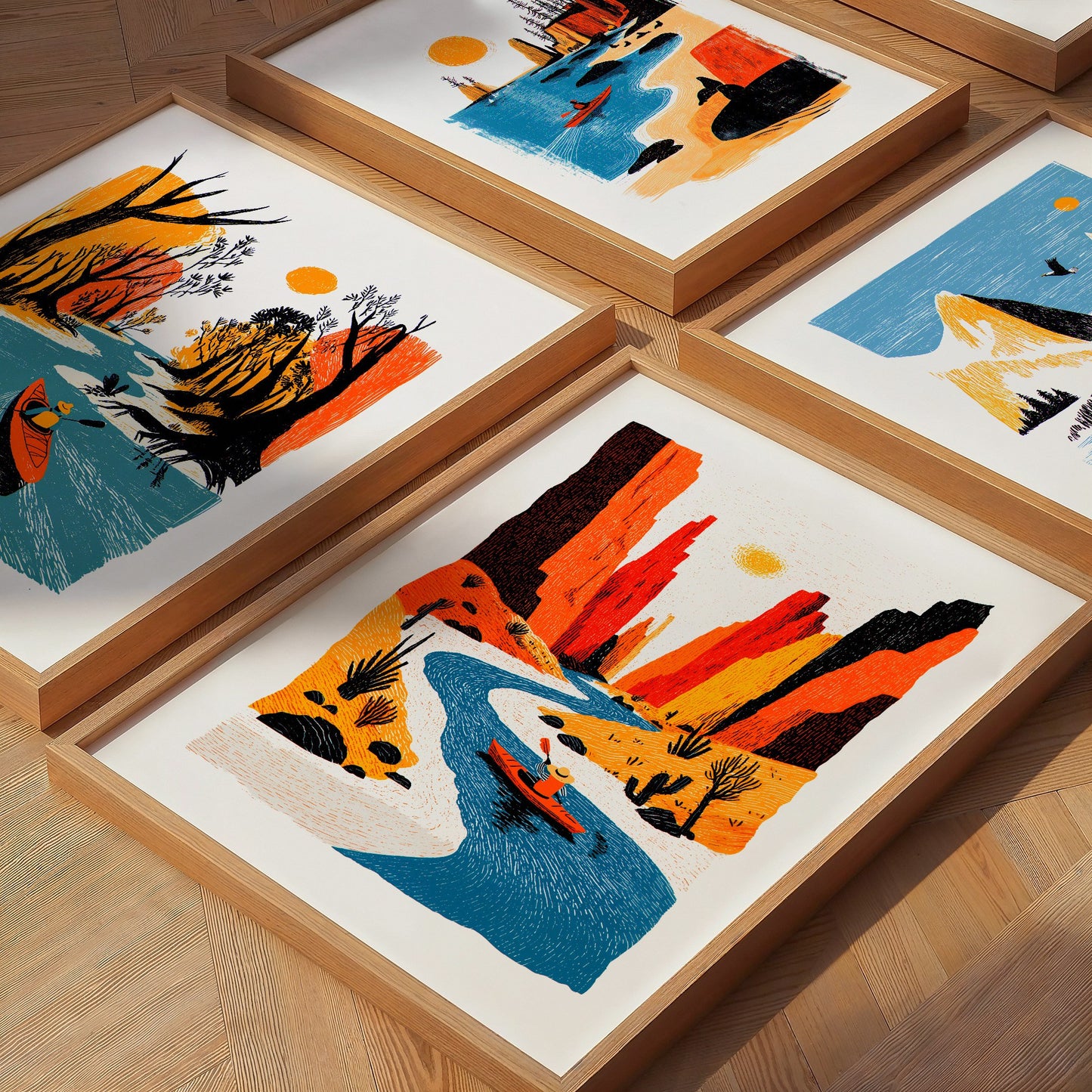 Kayak Art Print | Folk-Art Wall Decor