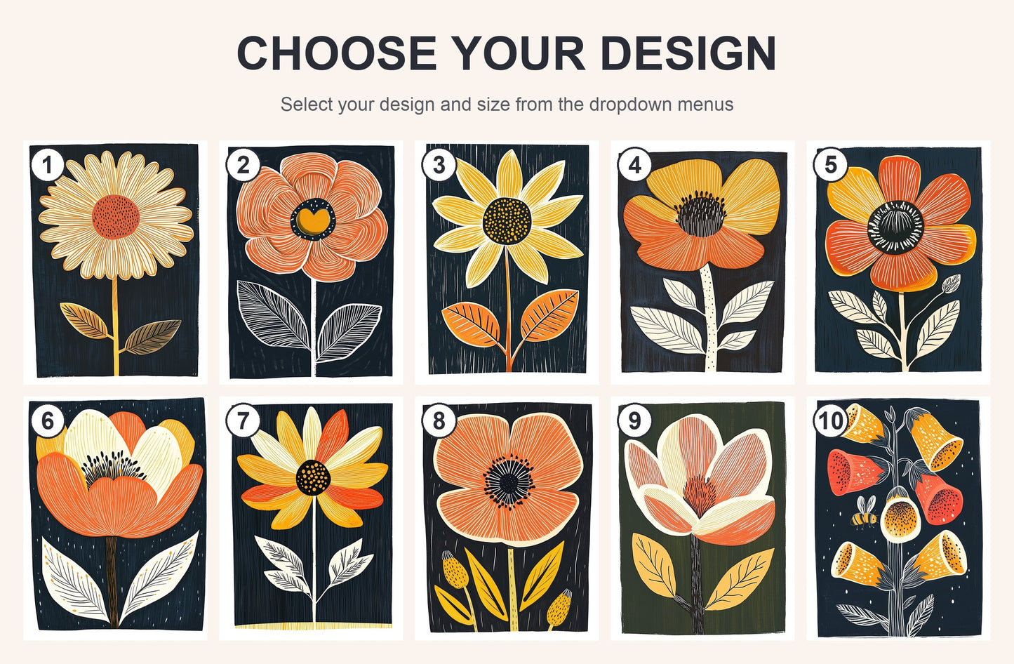 Mid Century Modern Floral Art Print | Wall Decor
