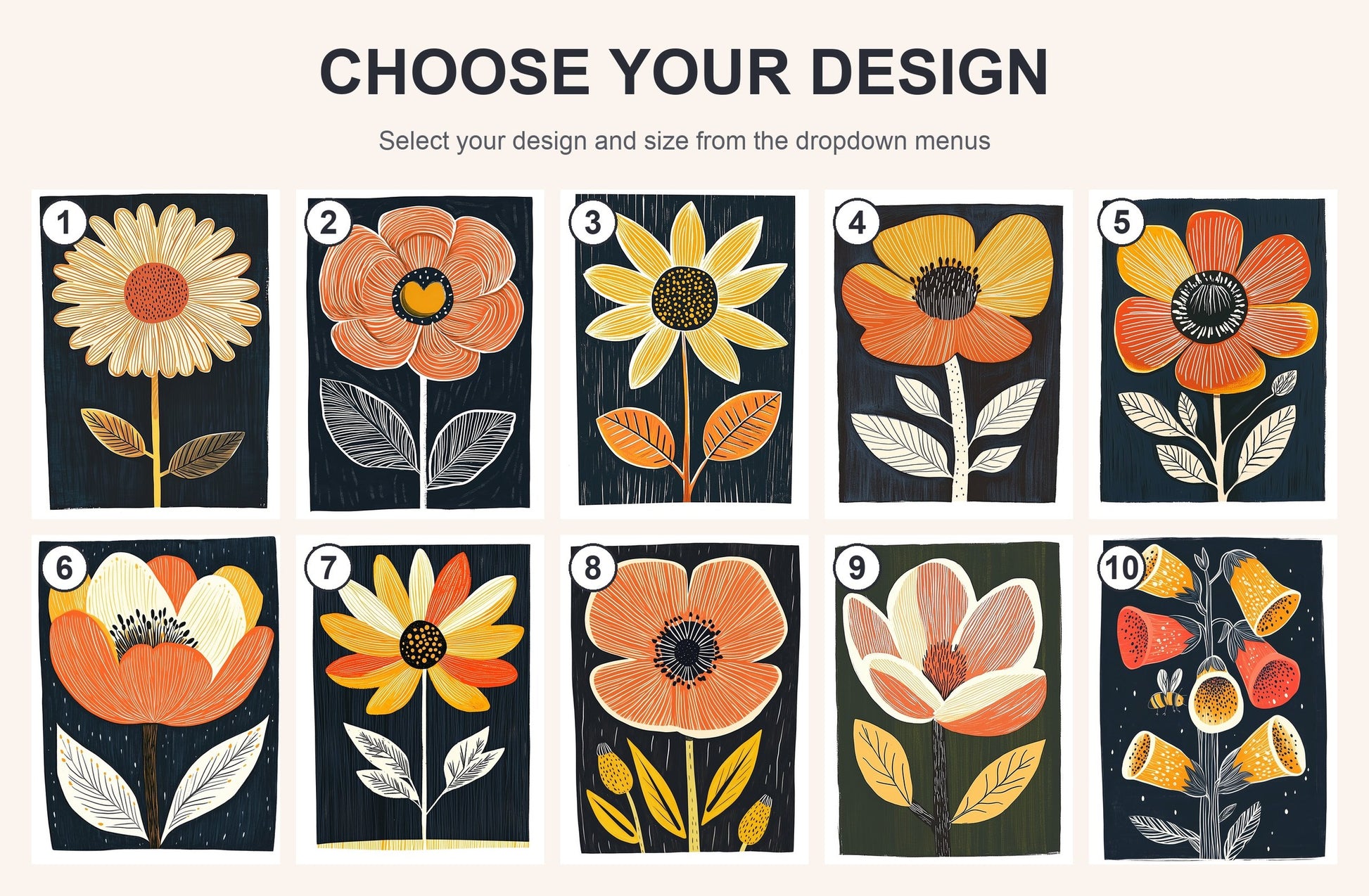Mid Century Modern Floral Art Print | Wall Decor
