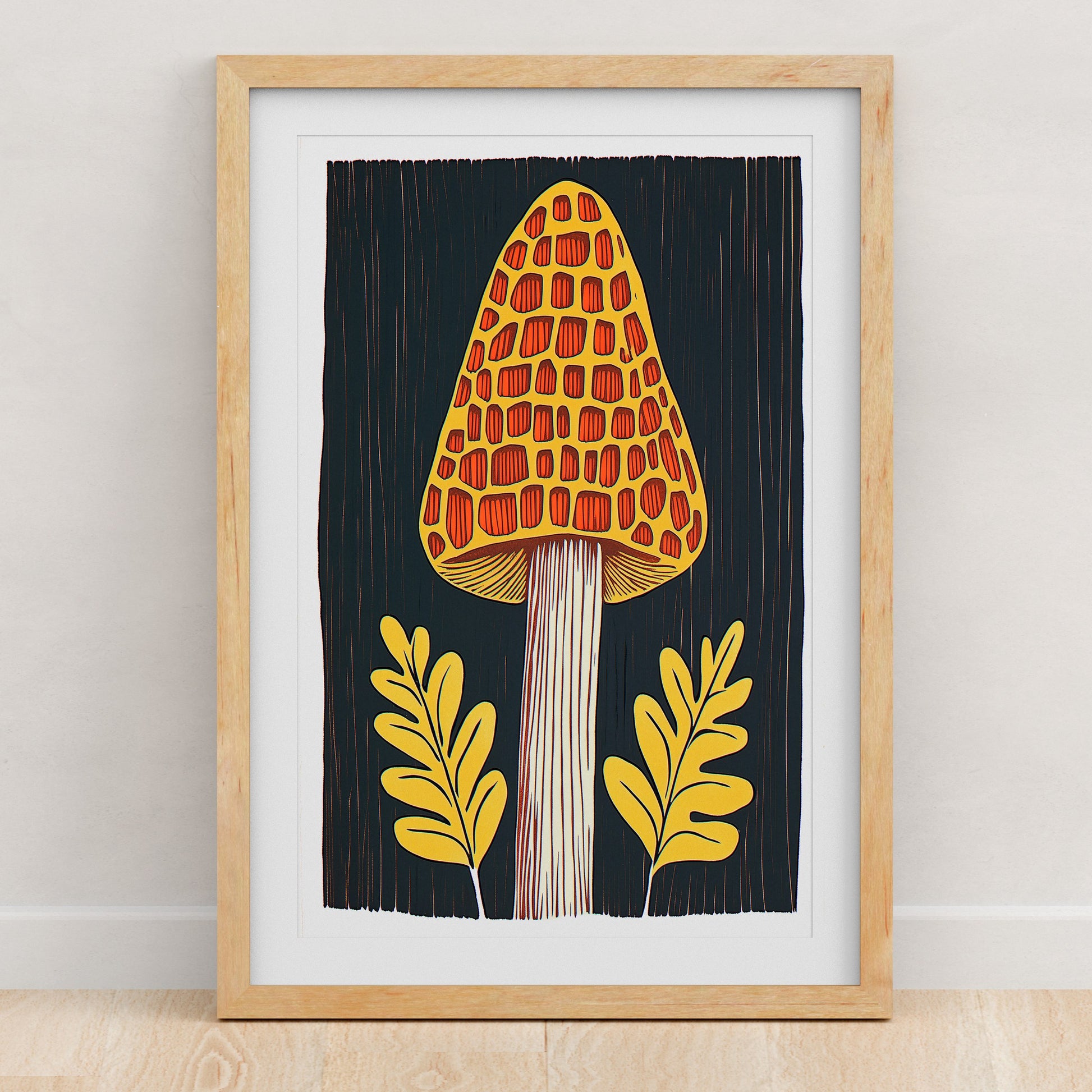Mushroom Art Print | Folk-Art Wall Decor