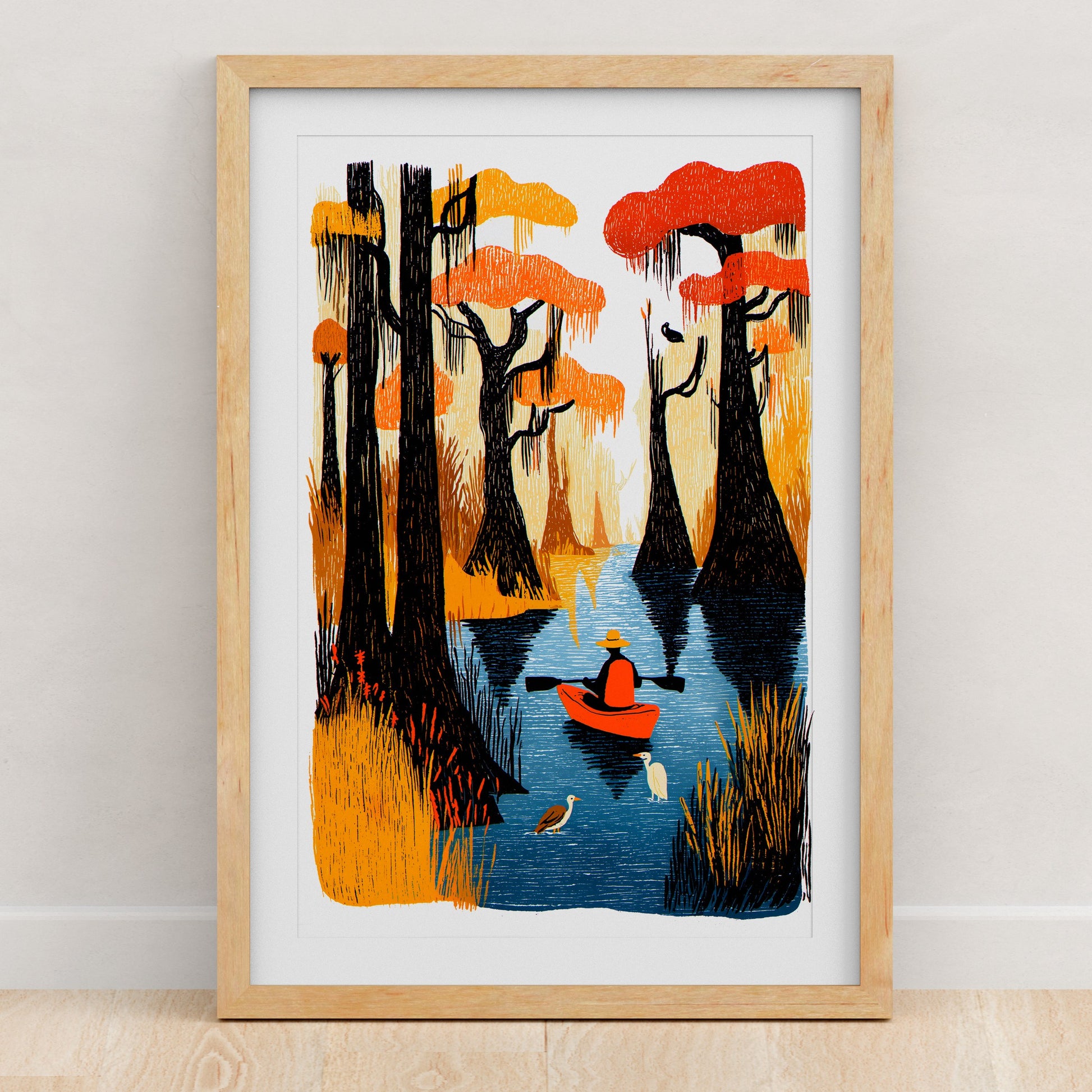 Kayak Art Print | Folk-Art Wall Decor
