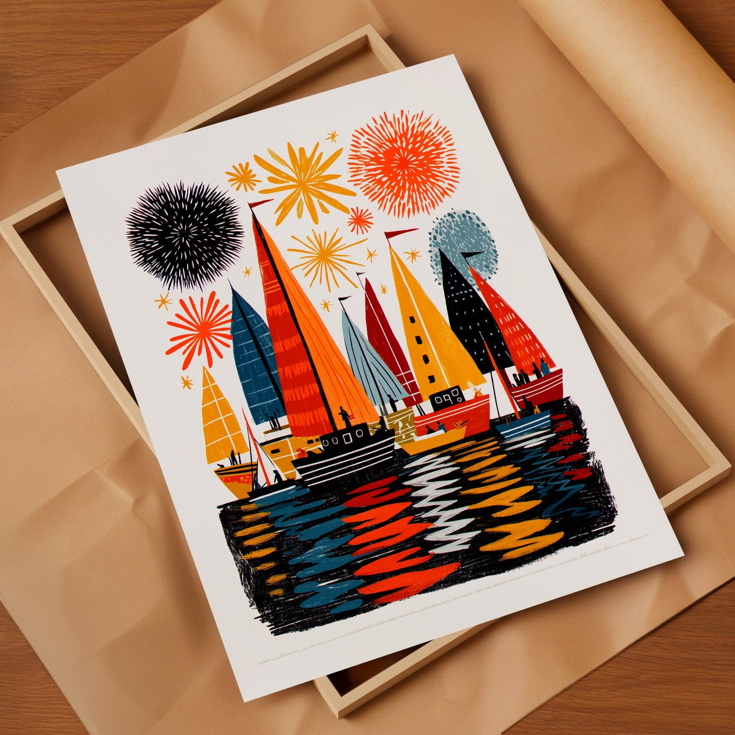 Sailing Art Print | Folk-Art Wall Decor