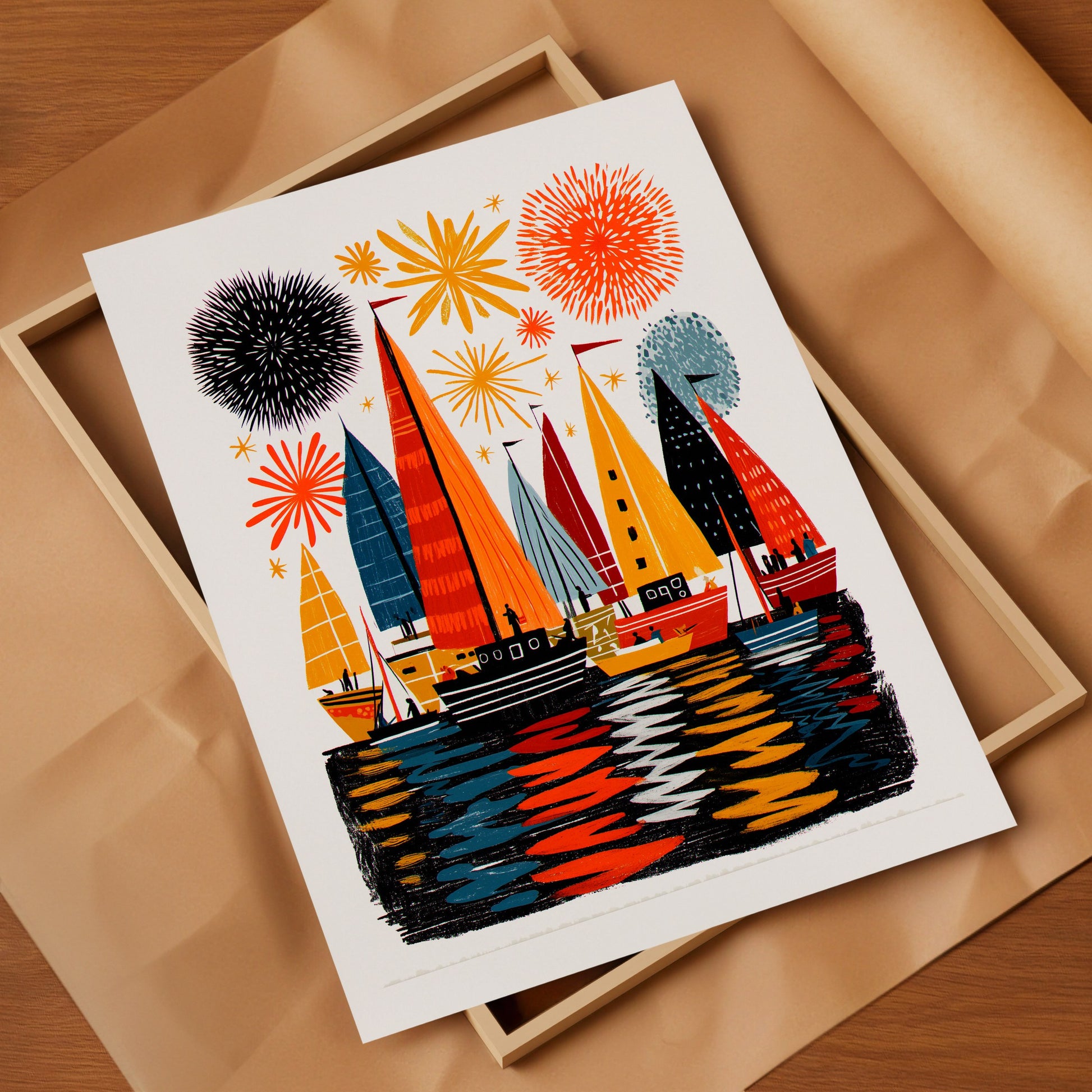 Sailing Art Print | Folk-Art Wall Decor