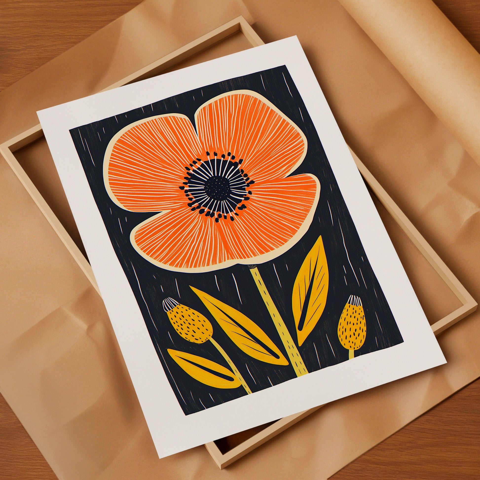 Mid Century Modern Floral Art Print | Wall Decor