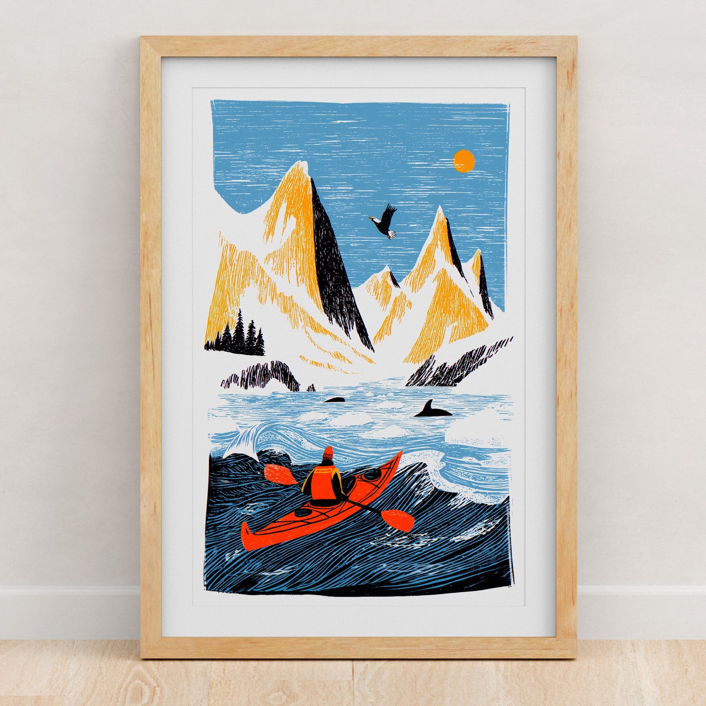 Kayak Art Print | Folk-Art Wall Decor