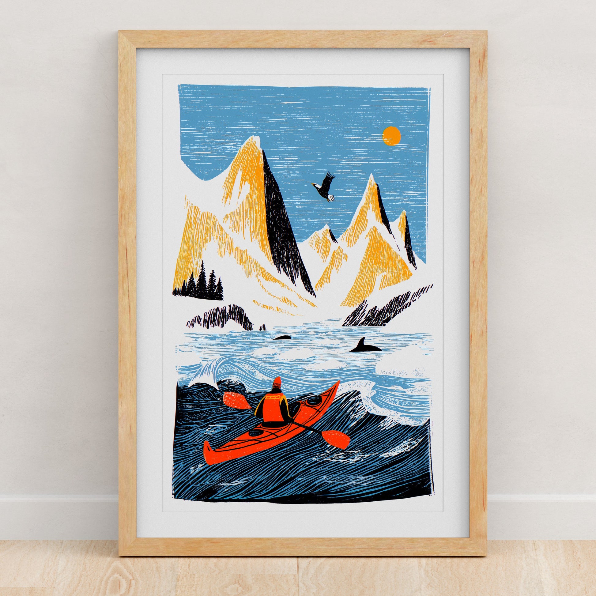Kayak Art Print | Folk-Art Wall Decor