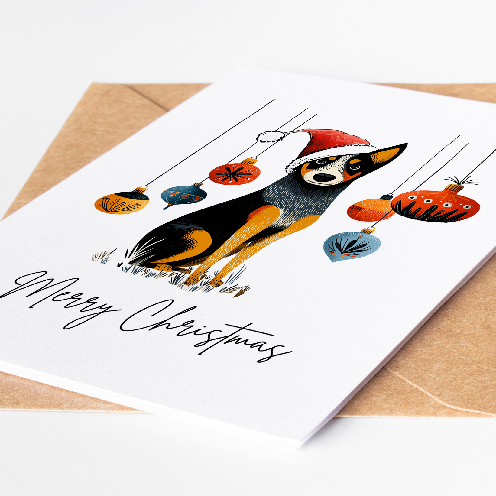Blue Heeler Christmas greeting card set of 10