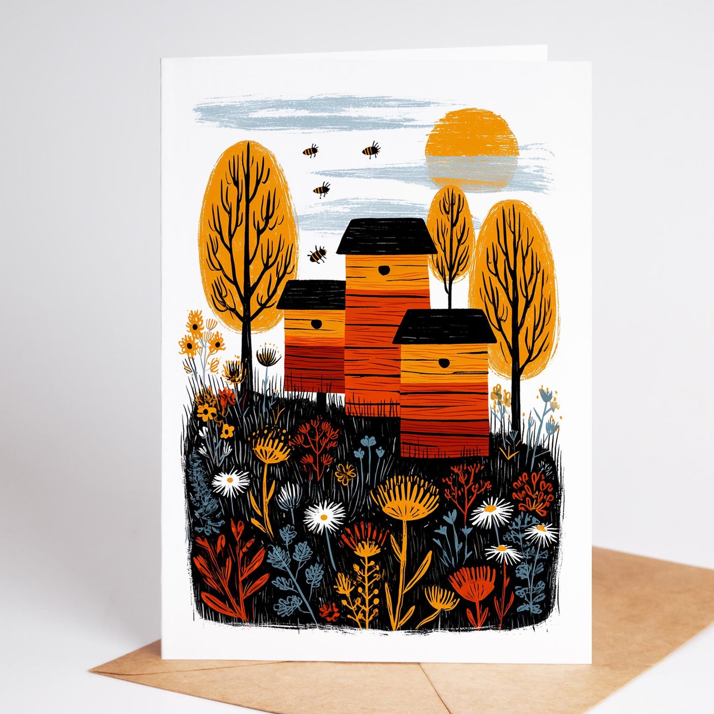 Beekeeping Greeting Card Set of 10 – Bee-Themed Stationery with Unique Designs – Blank Inside Nature Cards for Bee Lovers, 4.25x5.5