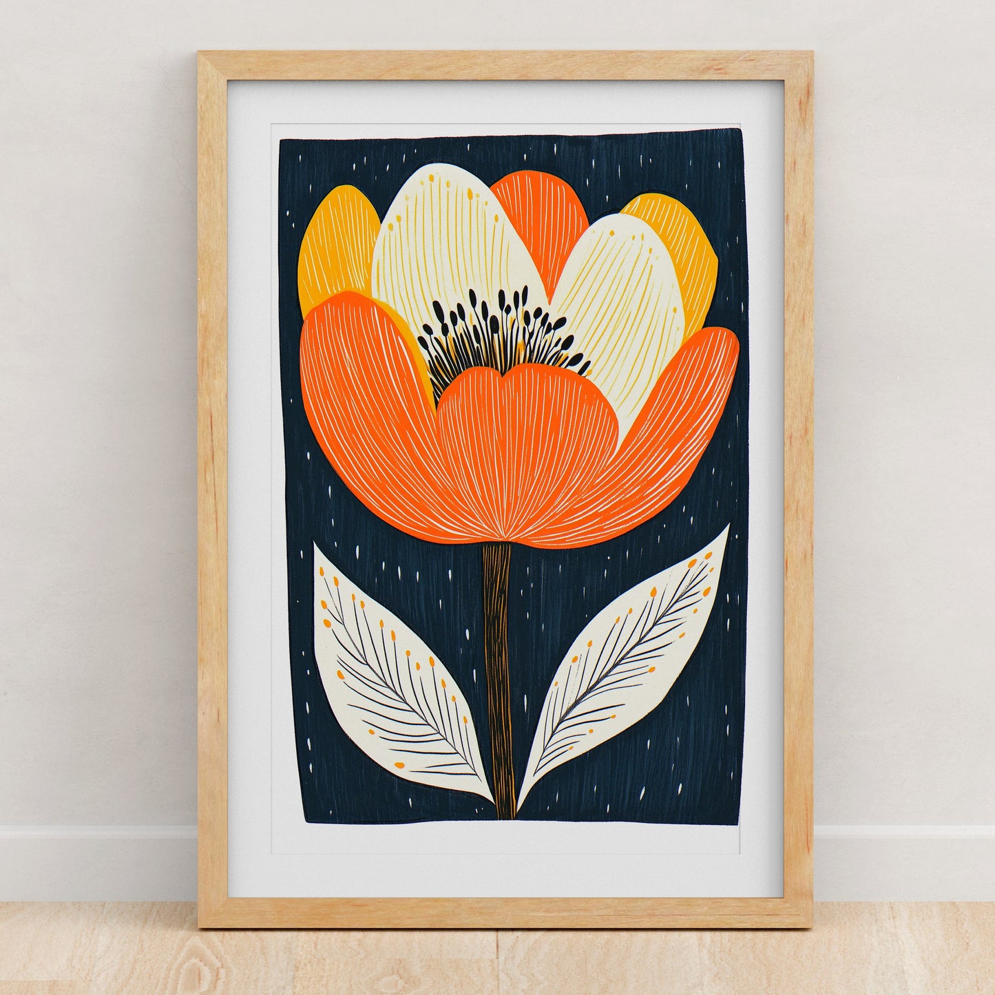 Mid Century Modern Floral Art Print | Wall Decor