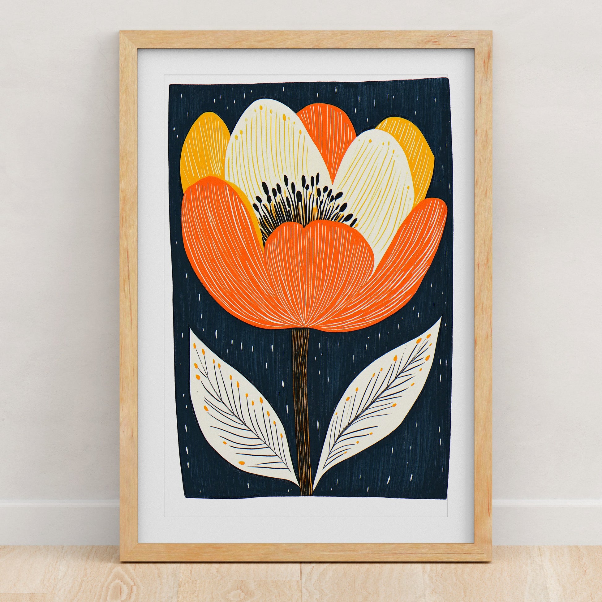 Mid Century Modern Floral Art Print | Wall Decor