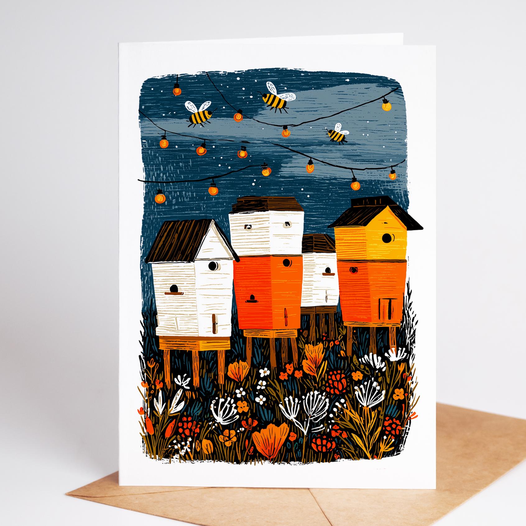 Beautiful beekeeping art cards, the perfect beekeeper gift or thank-you present for honey producers
