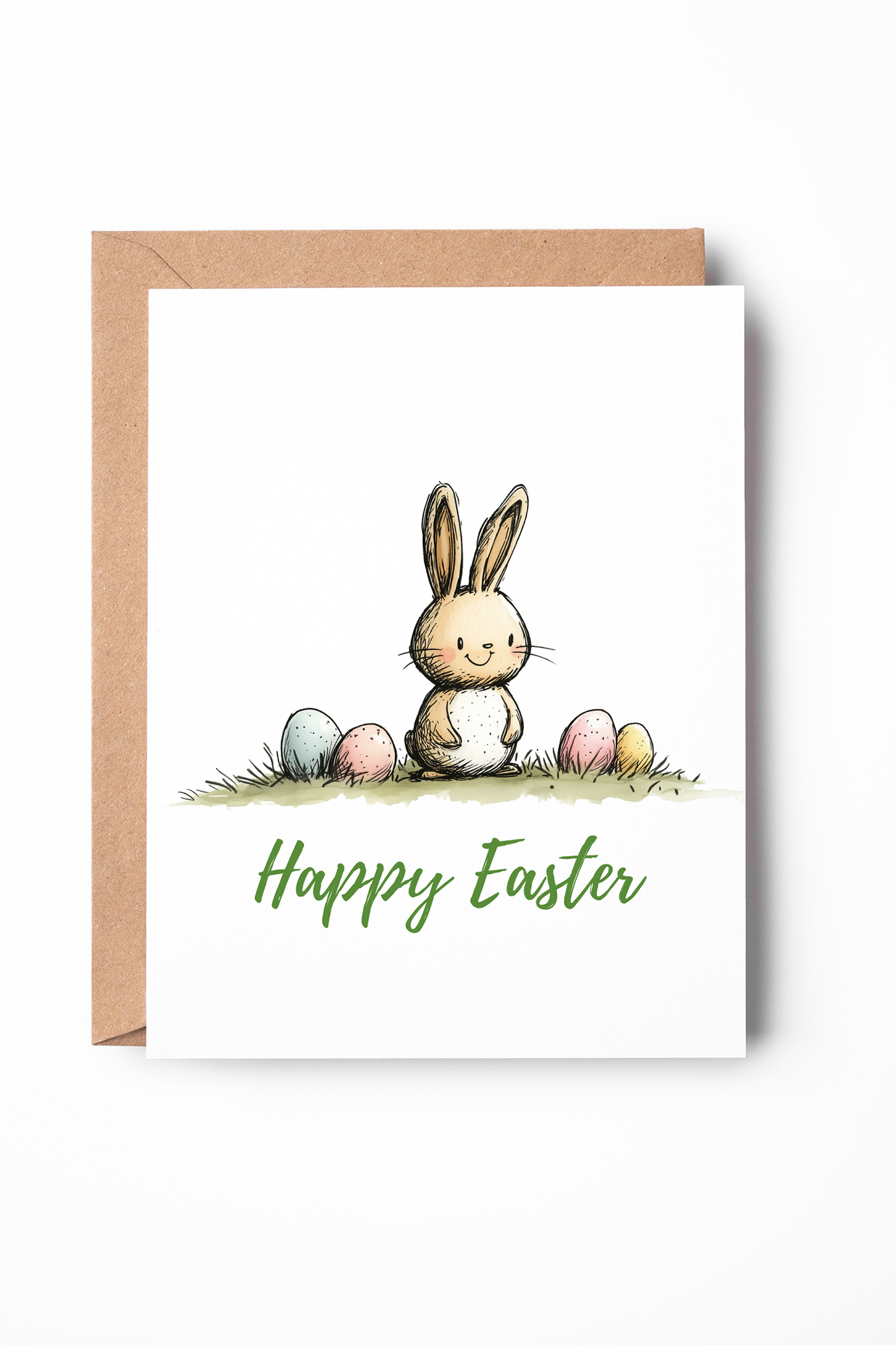 Easter Gift Card – Watercolor Rabbit with Spring Floral & Holiday Charm