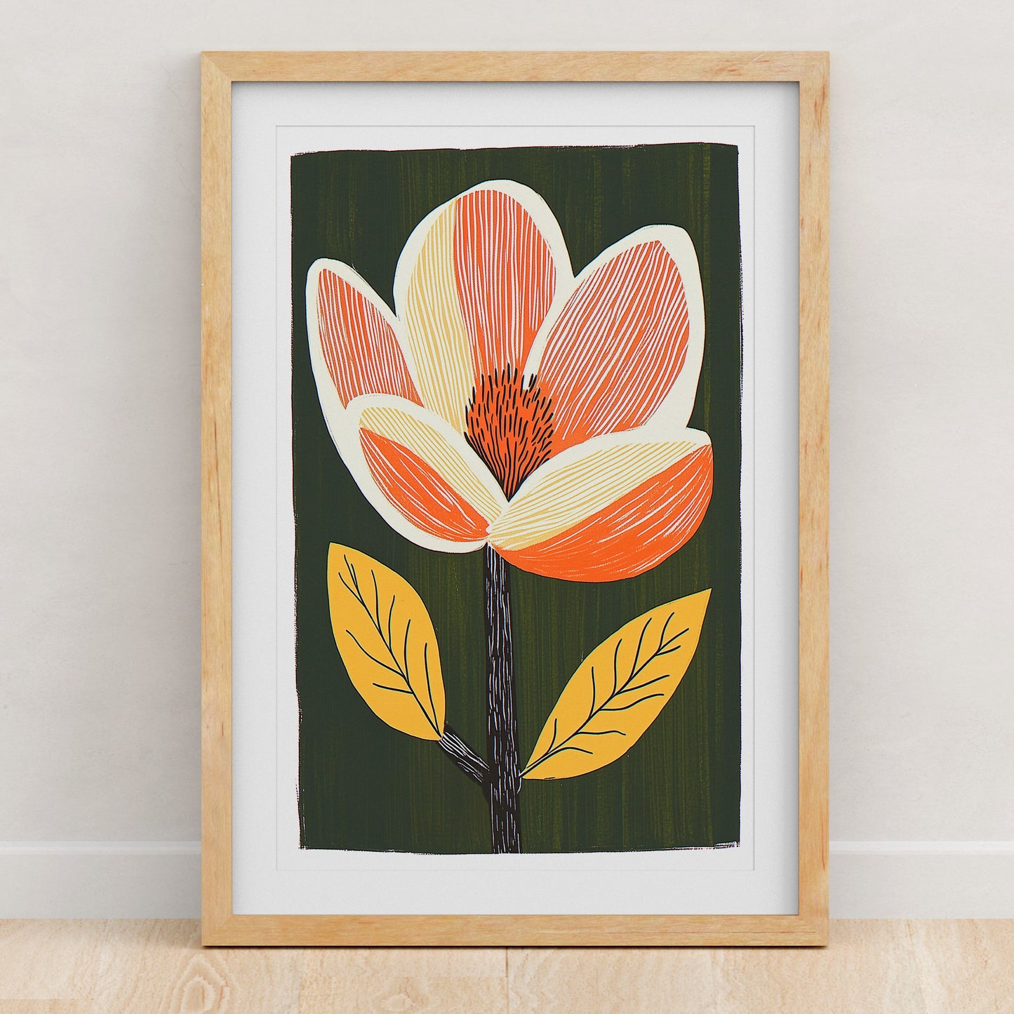 Mid Century Modern Floral Art Print | Wall Decor