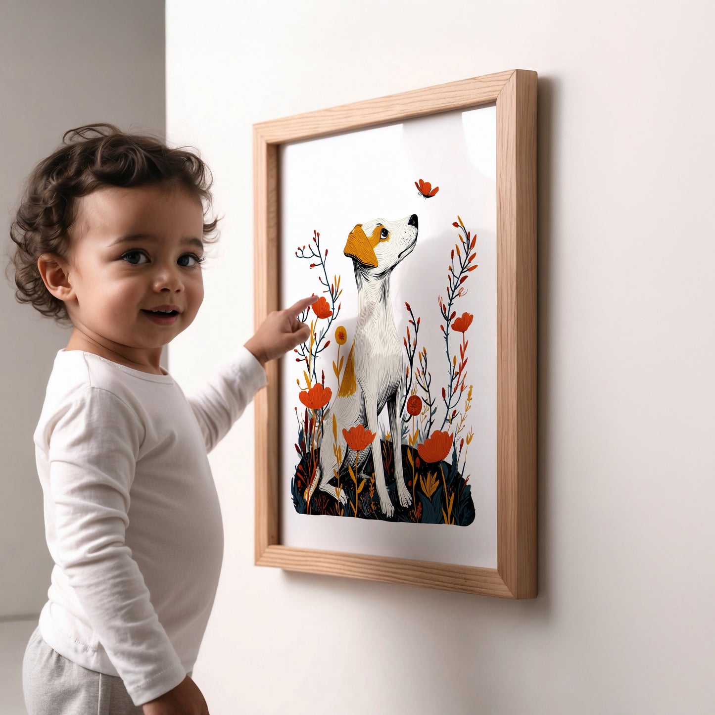 Jack Russell Floral Art Print | Folk-Art Wall Decor