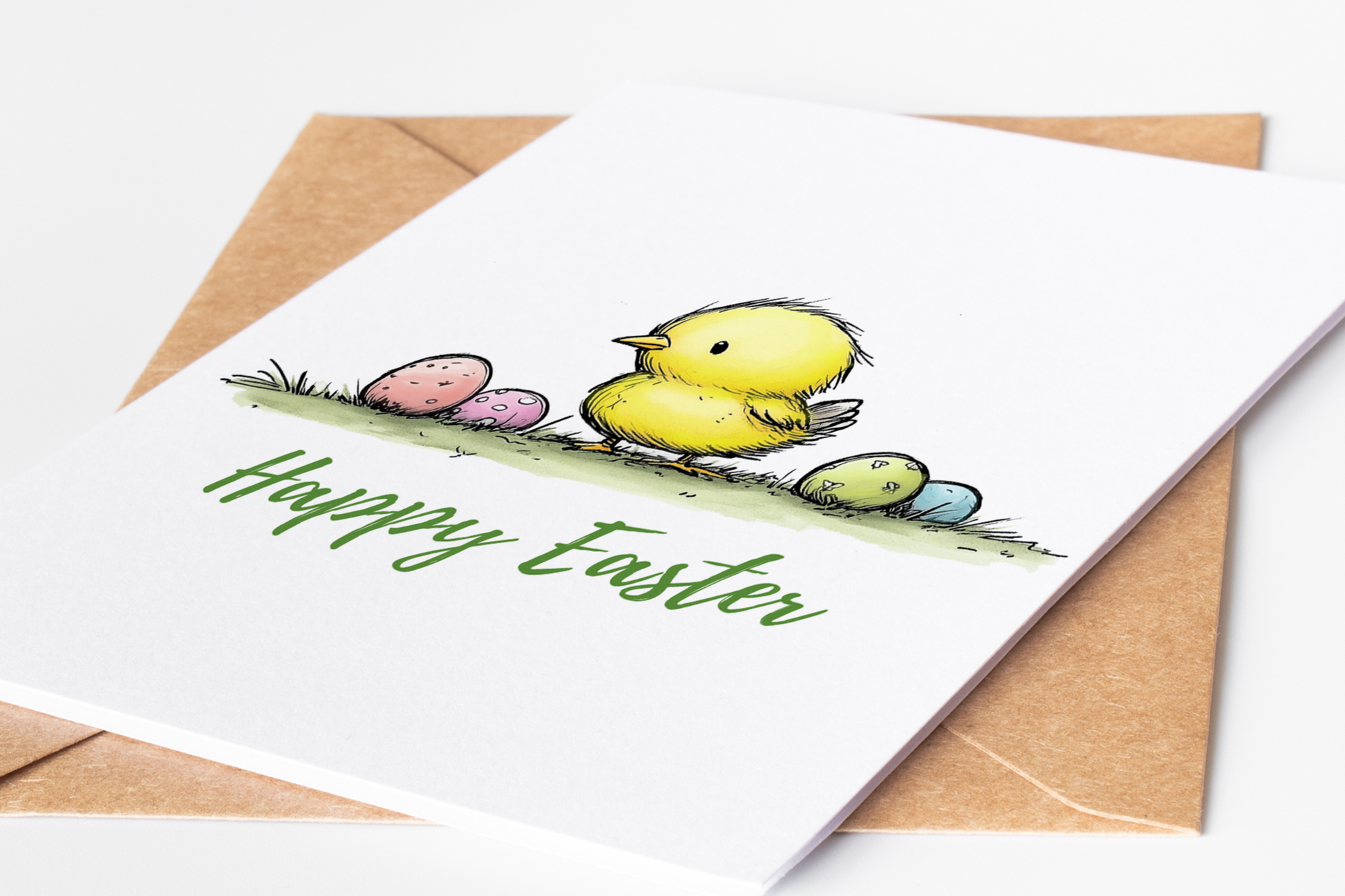 Whimsical Easter Card – Pastel Baby Chick Illustration for Easter Gifts
