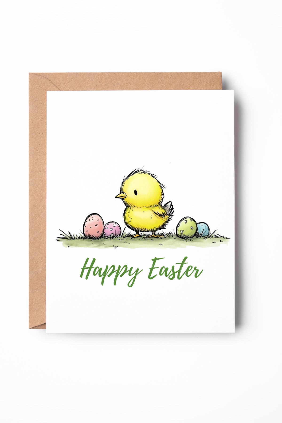 Easter Gift Card – Watercolor Chick with Spring Floral & Holiday Charm