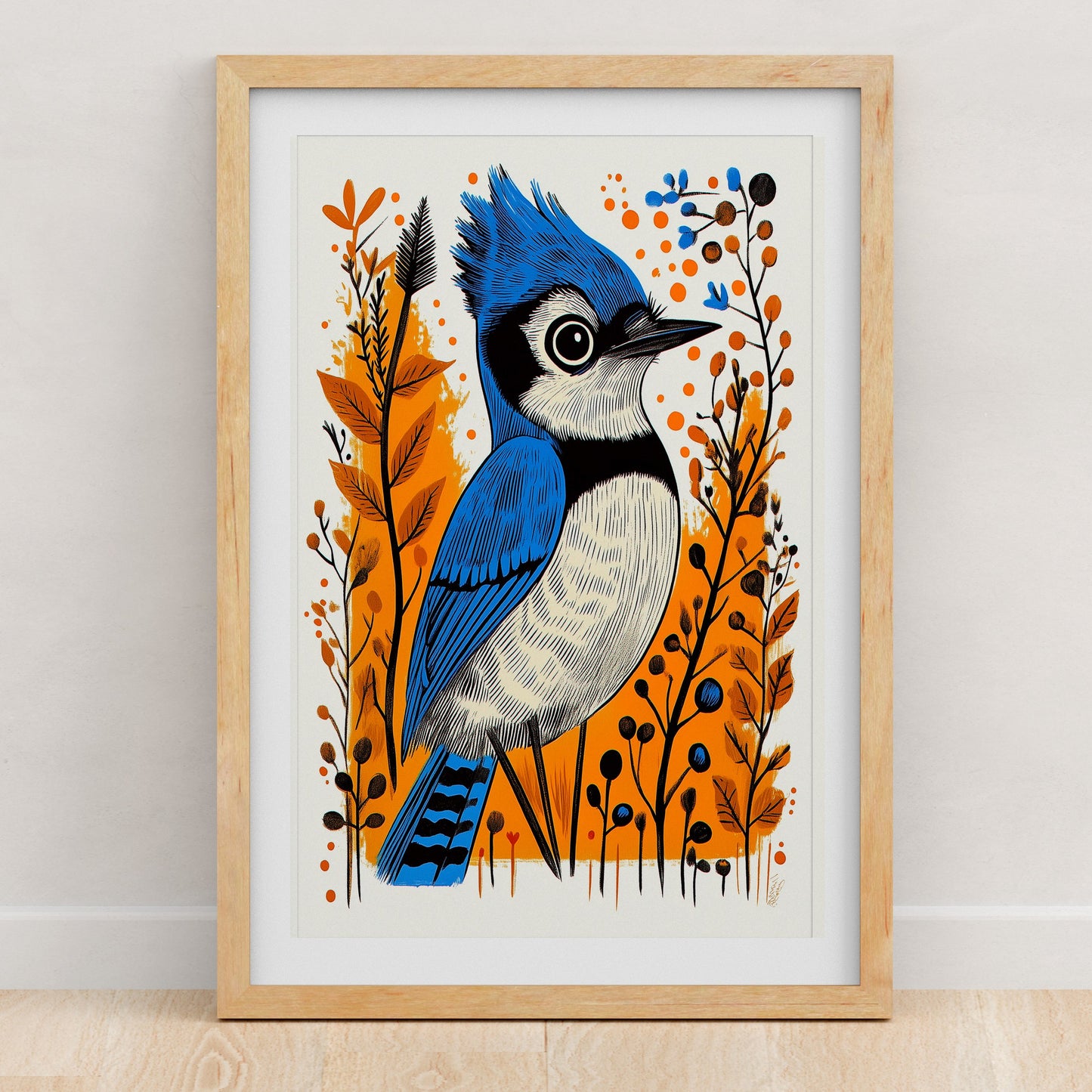 Bird Art Print | Folk-Art Wall Decor
