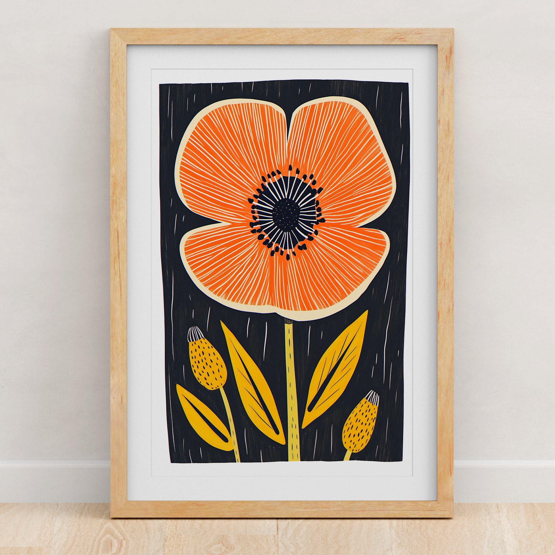 Mid Century Modern Floral Art Print | Wall Decor