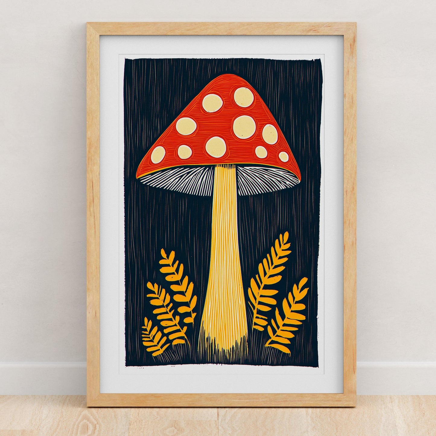 Mushroom Art Print | Folk-Art Wall Decor