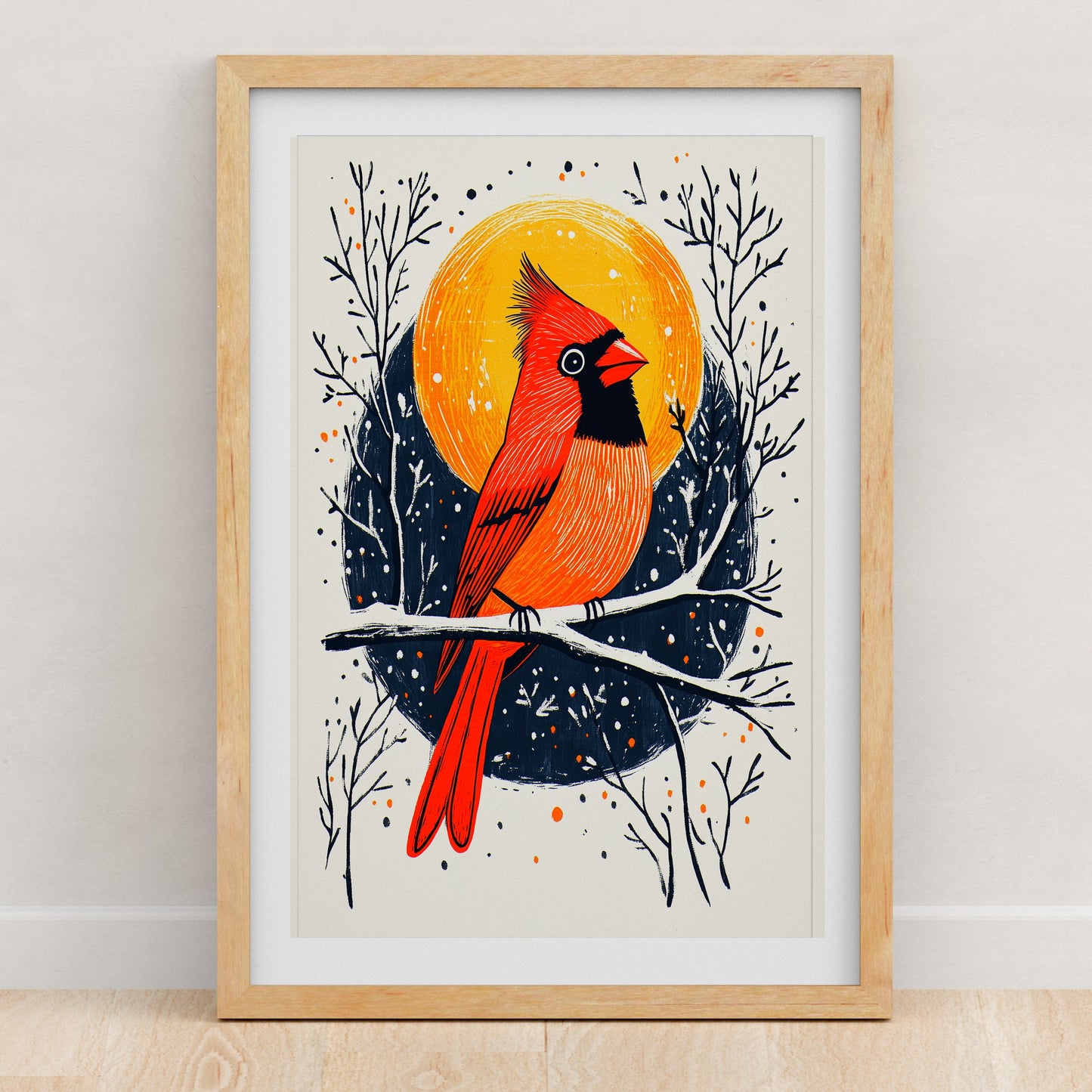 Bird Art Print | Folk-Art Wall Decor